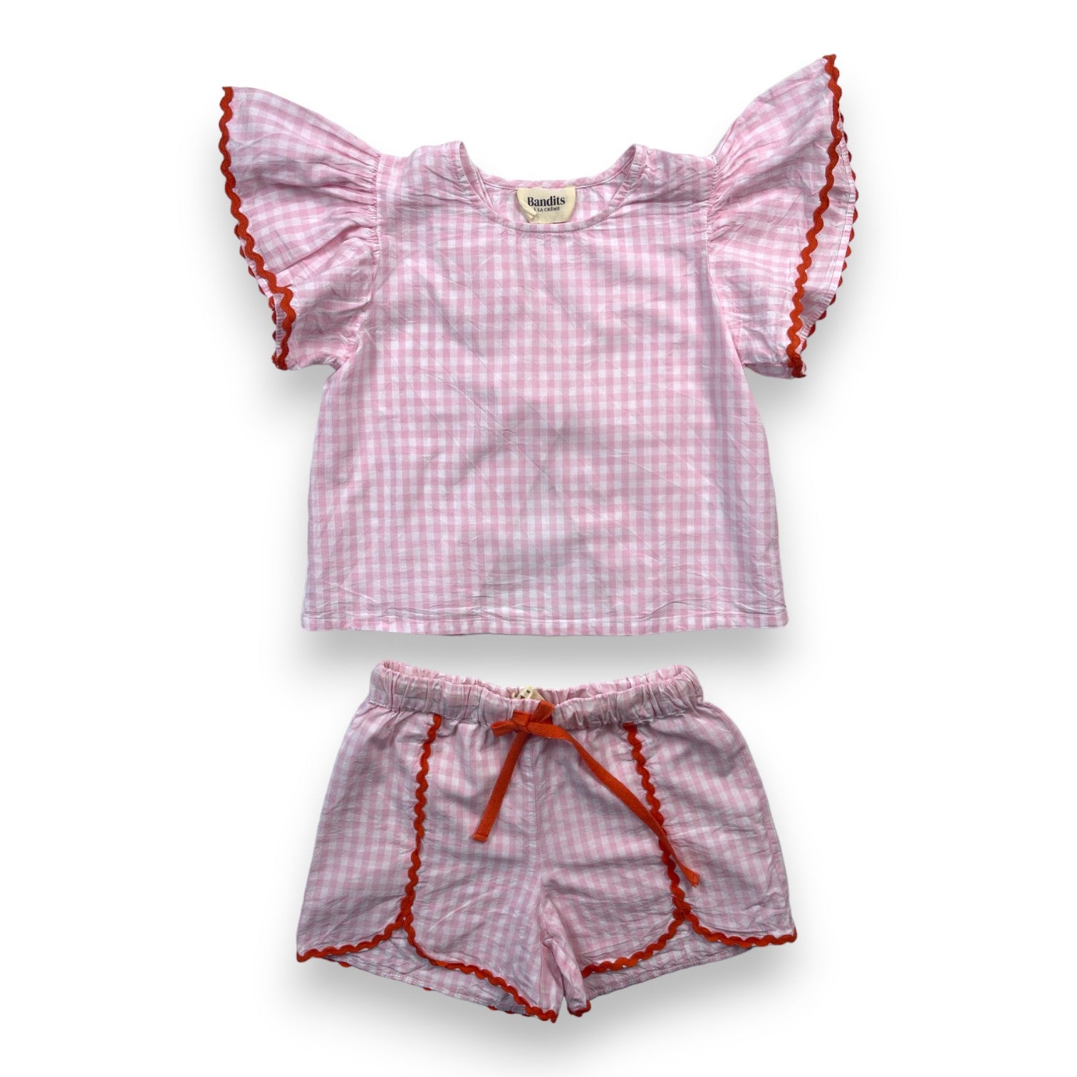 CREAM BANDITS - Rosa-weißes Gingham-Set - 8 Jahre alt