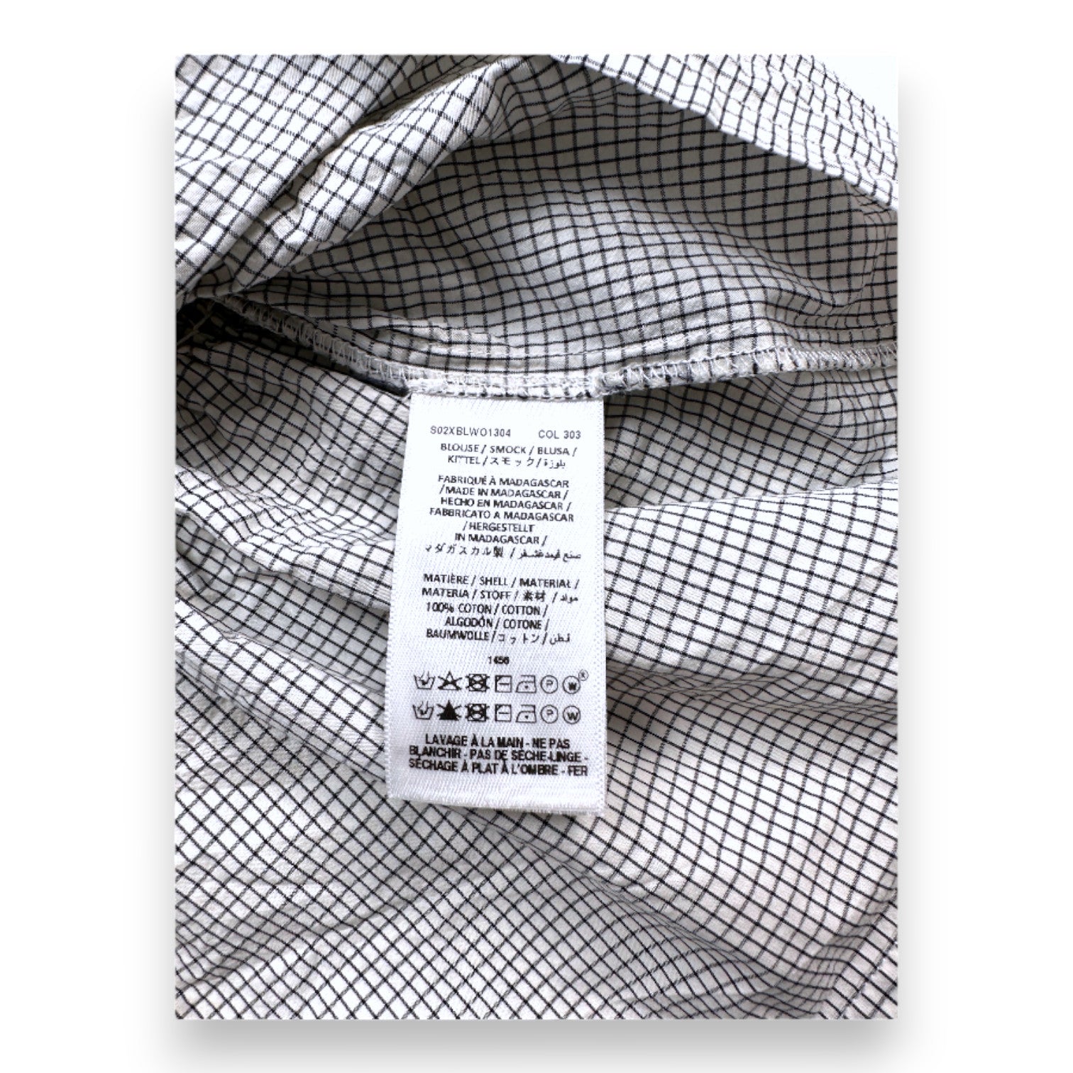 Bonpoint - Black and white gingham dress with embroidered straps - 6 months