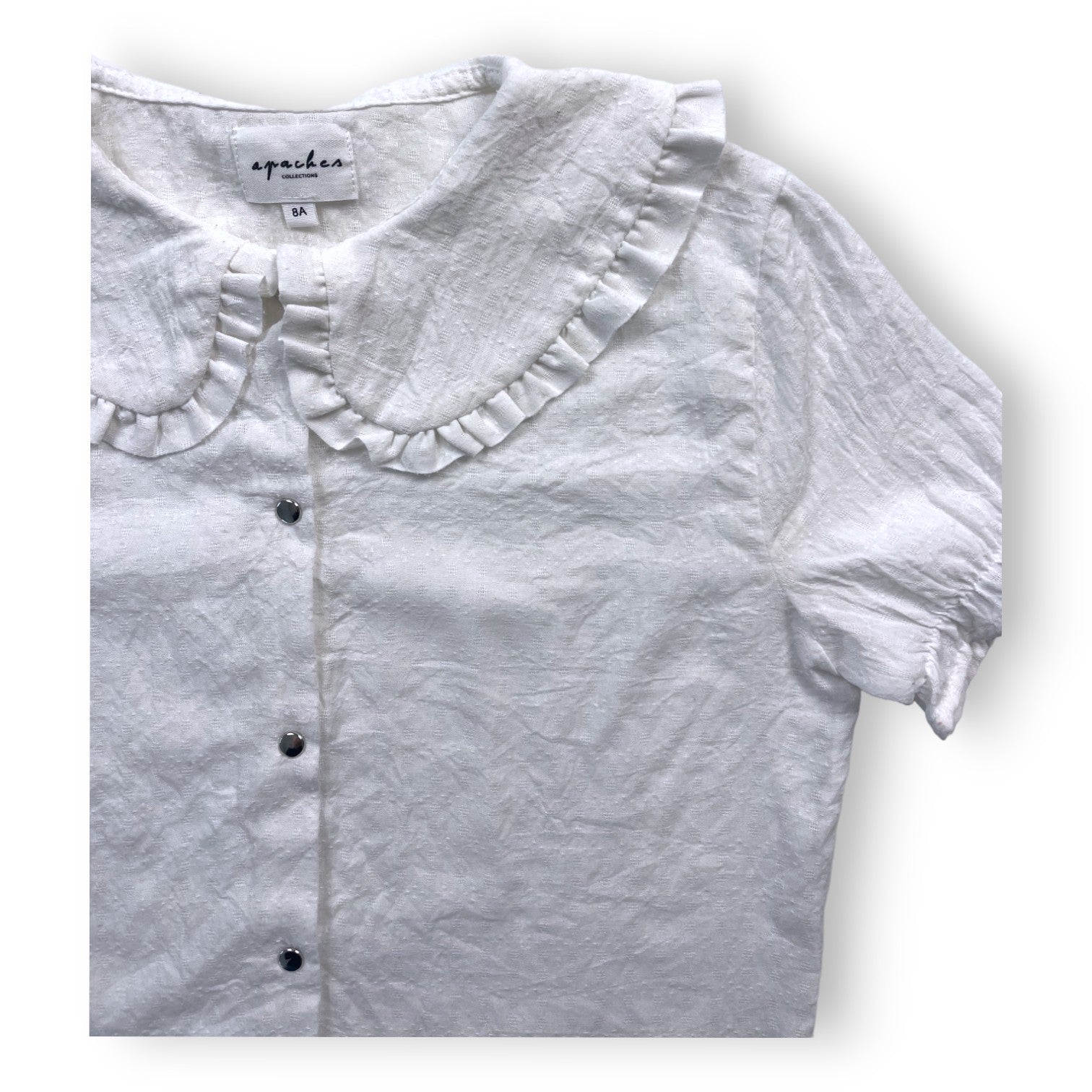 APACHES COLLECTIONS - Blouse boutonnée blanche col Claudine - 8 ans