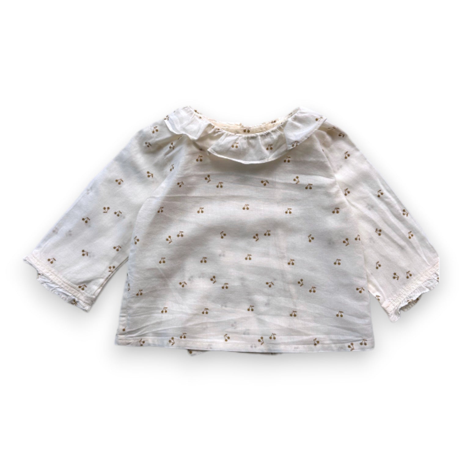 BONPOINT - Cream blouse with cherry print - 3 months