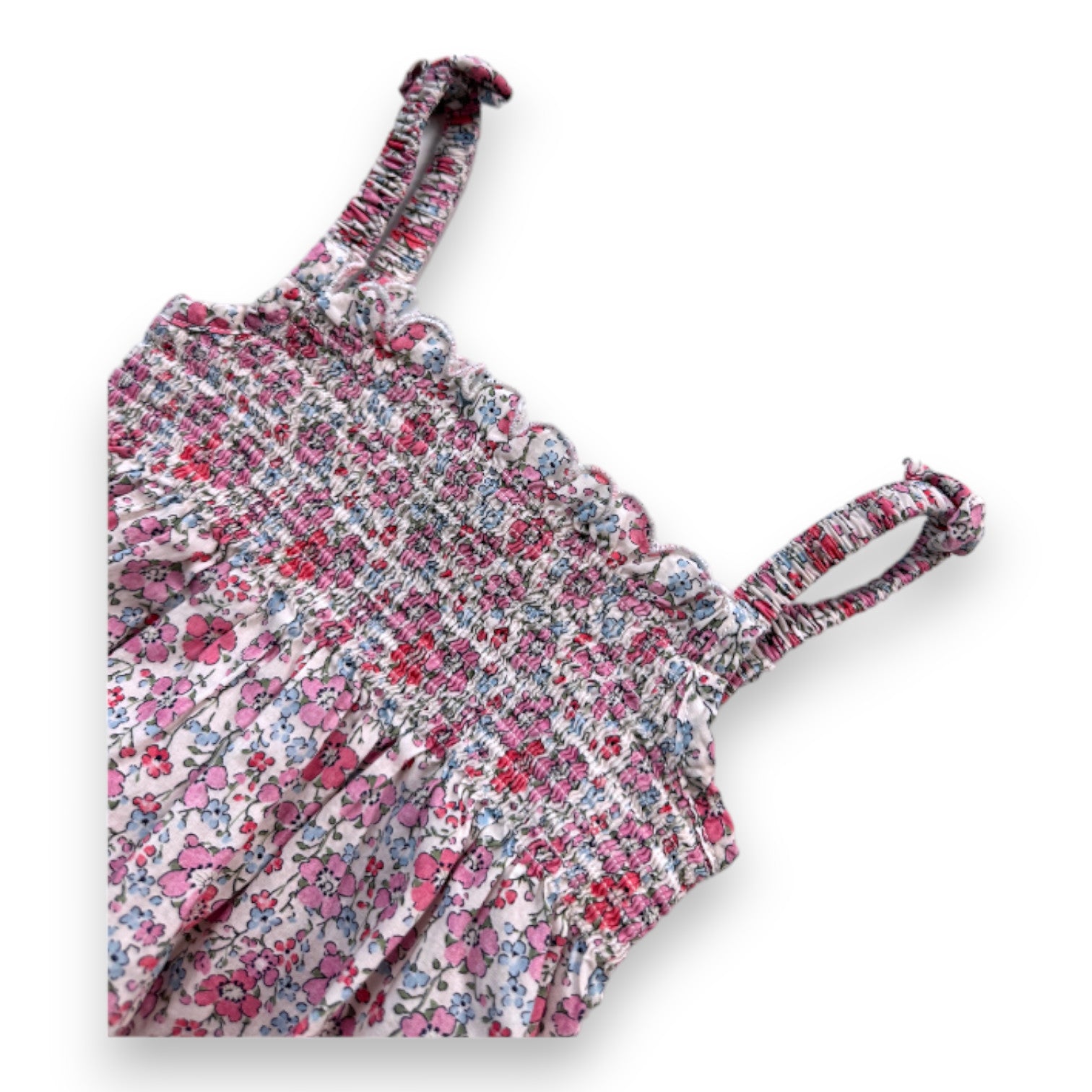 CYRILLUS - White romper with pink flowers - 6 months