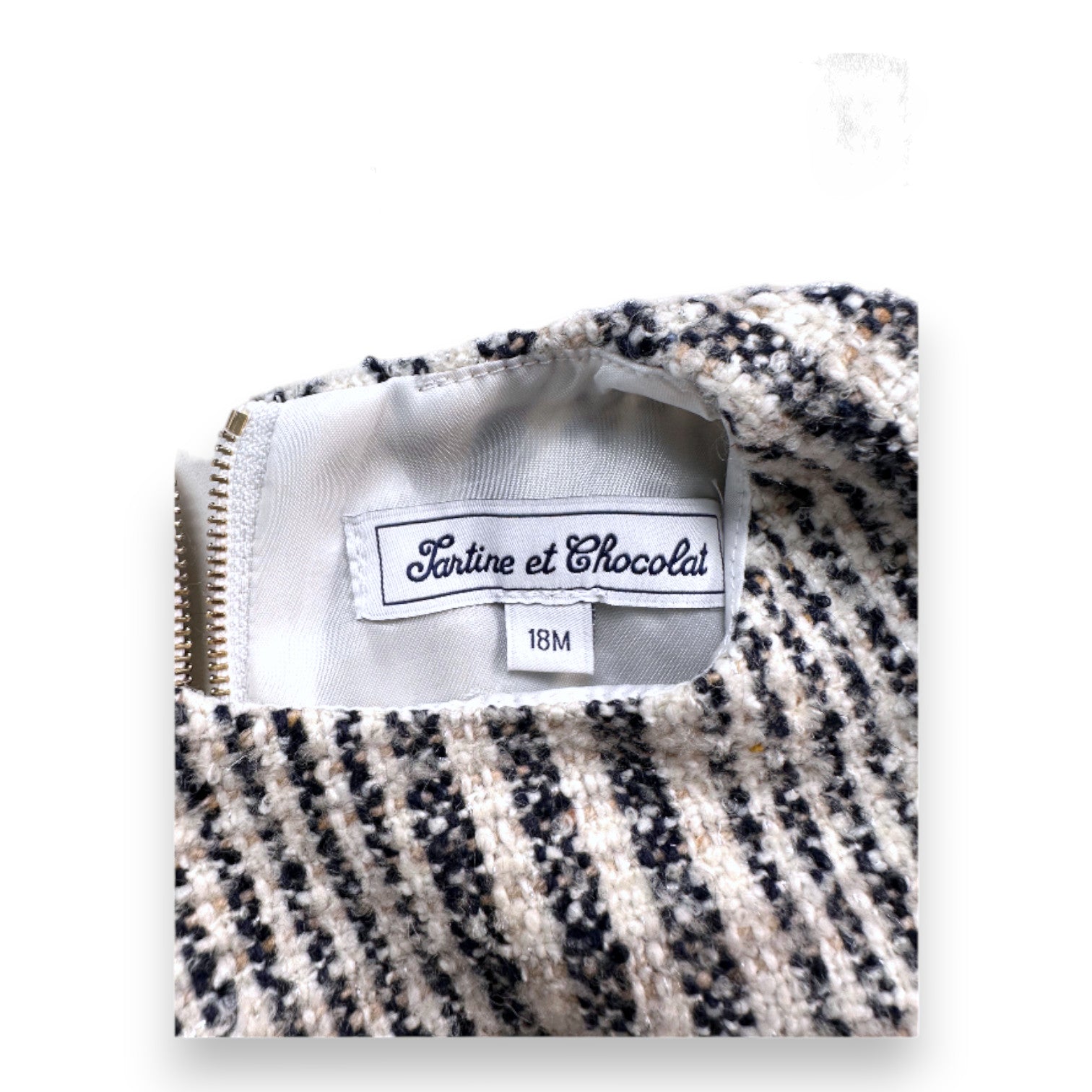 TARTINE & CHOCOLAT - White and blue wool dress - 18 months