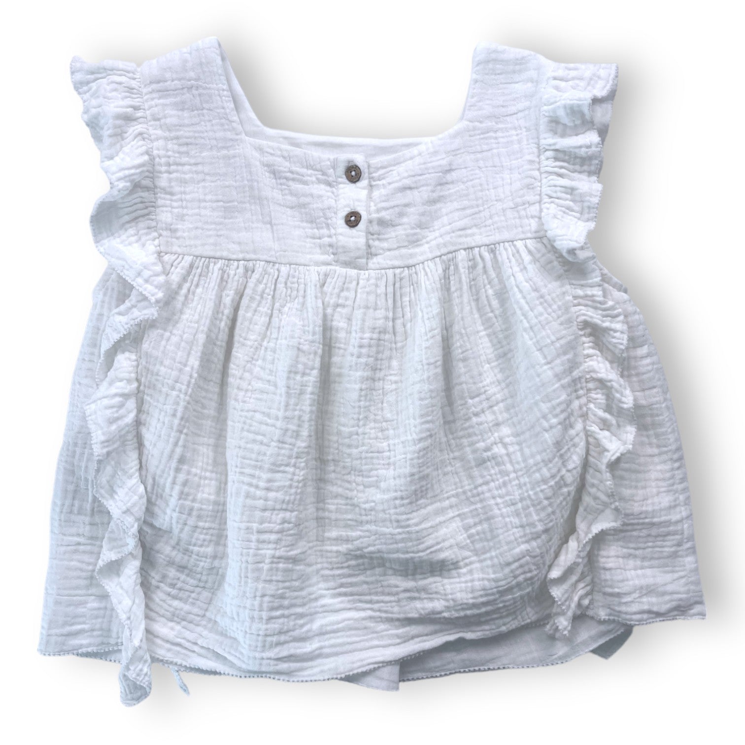 LOUISE MISHA - Weißes Baumwollgaze-Top mit Rüschen und bunter Stickerei - 8 Jahre