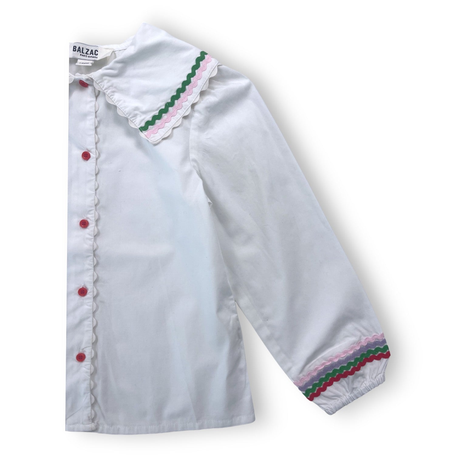 BALZAC - Ensemble blouse blanche et pantalon vichy rose - 8 ans