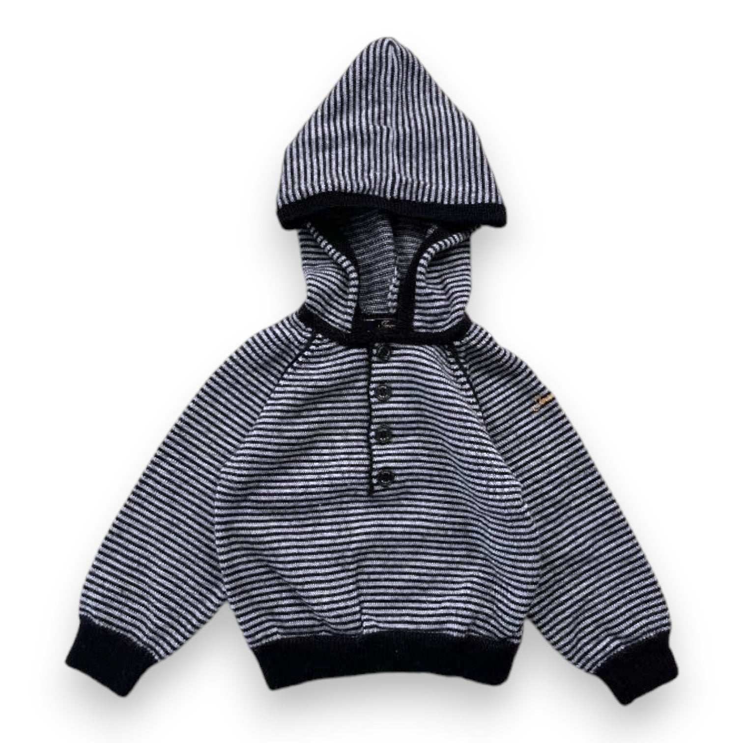 JACADI - Blau-grau gestreiftes Wollsweatshirt - 12 Monate