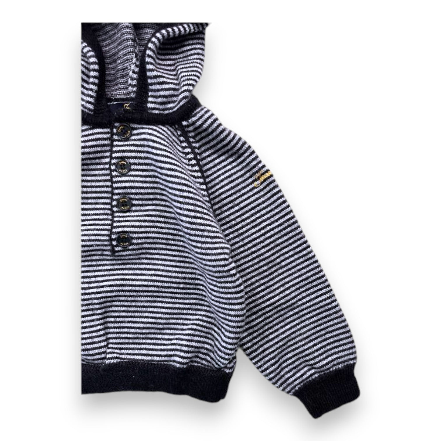 JACADI - Blau-grau gestreiftes Wollsweatshirt - 12 Monate