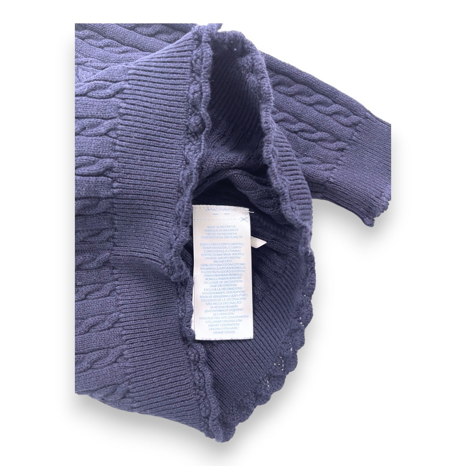 RALPH LAUREN - Marineblaue Strickjacke mit Zopfmuster - 12 Monate