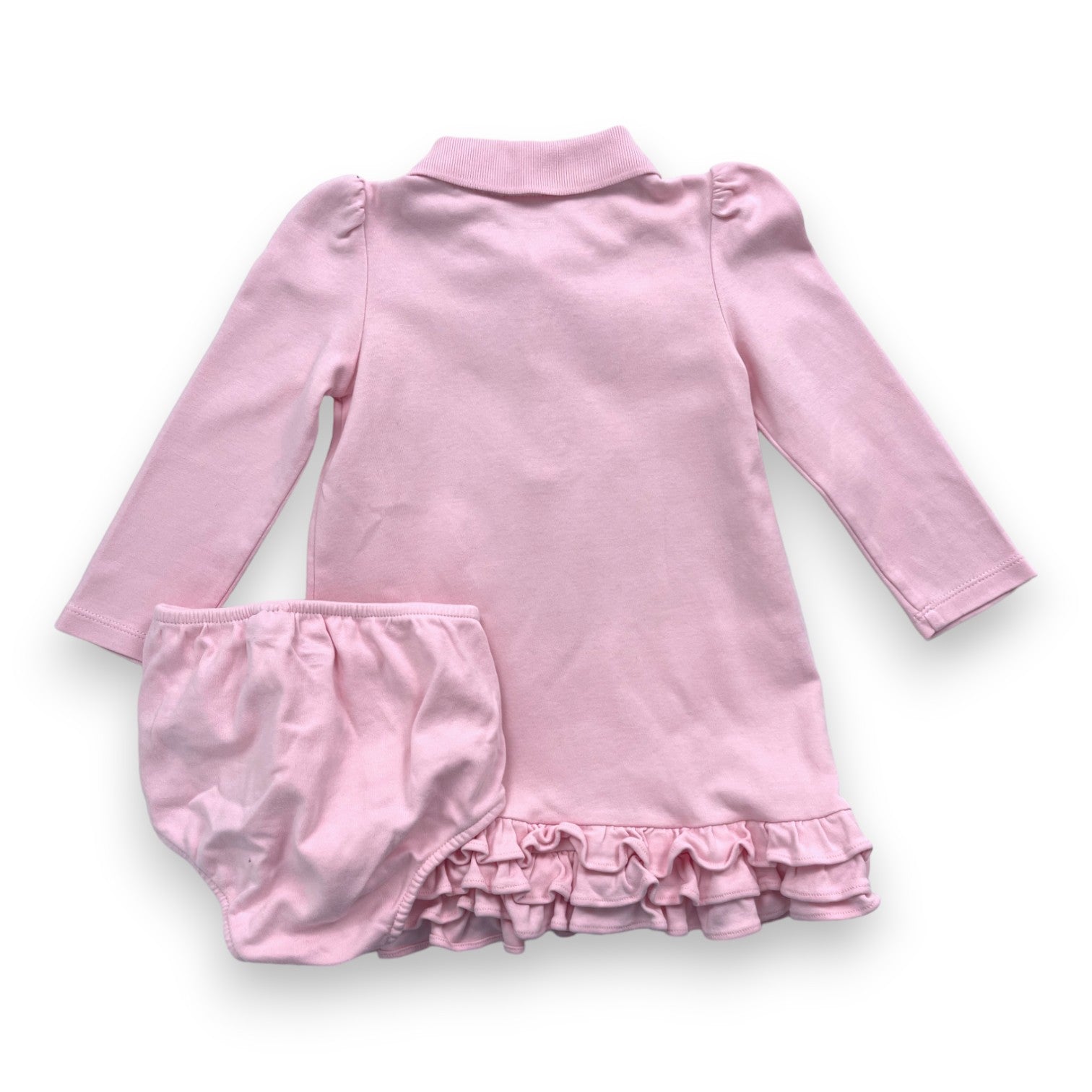 RALPH LAUREN - Rosafarbenes Set aus langärmligem Kleid und Pumphose - 18 Monate