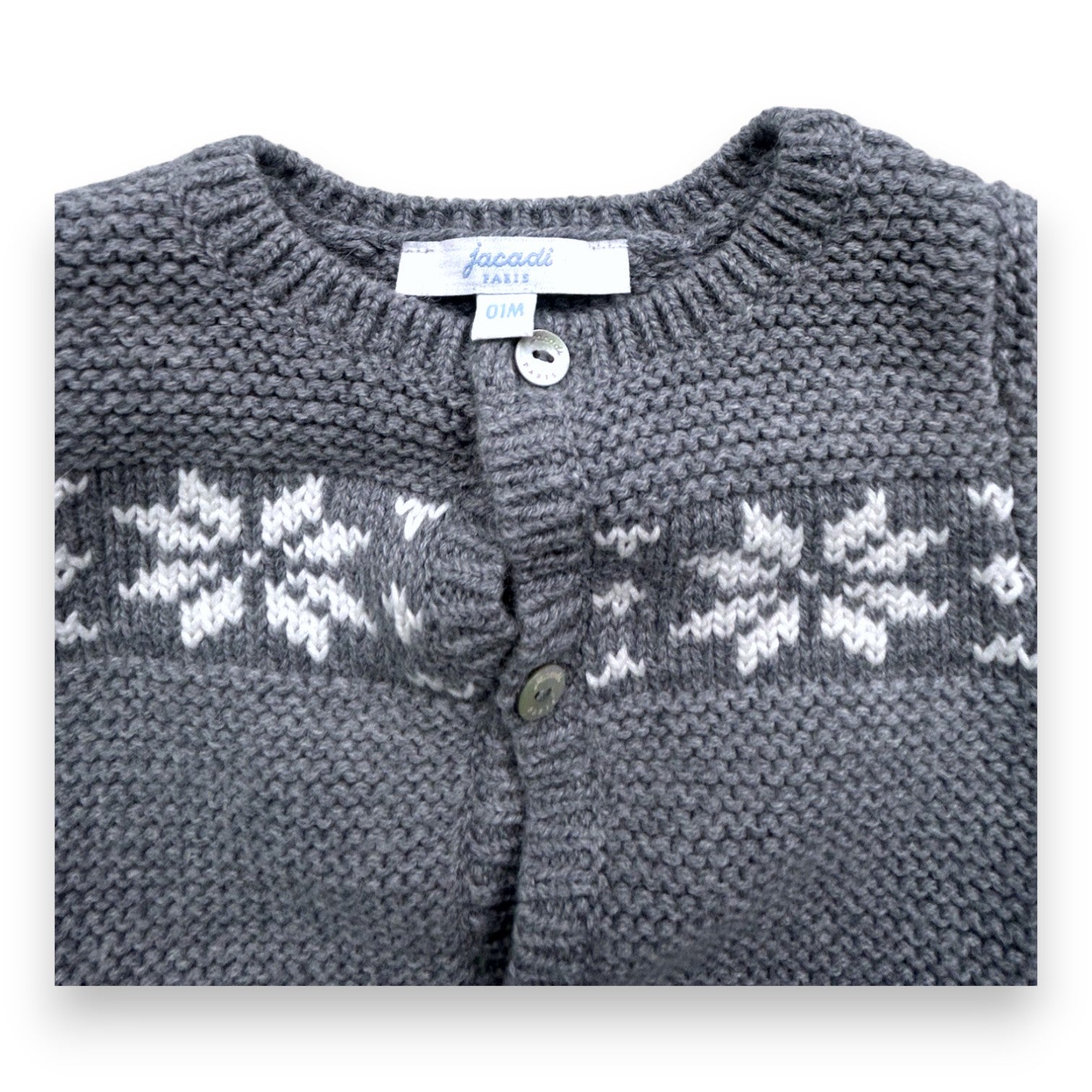 JACADI - Gilet gris brodé - 1 mois