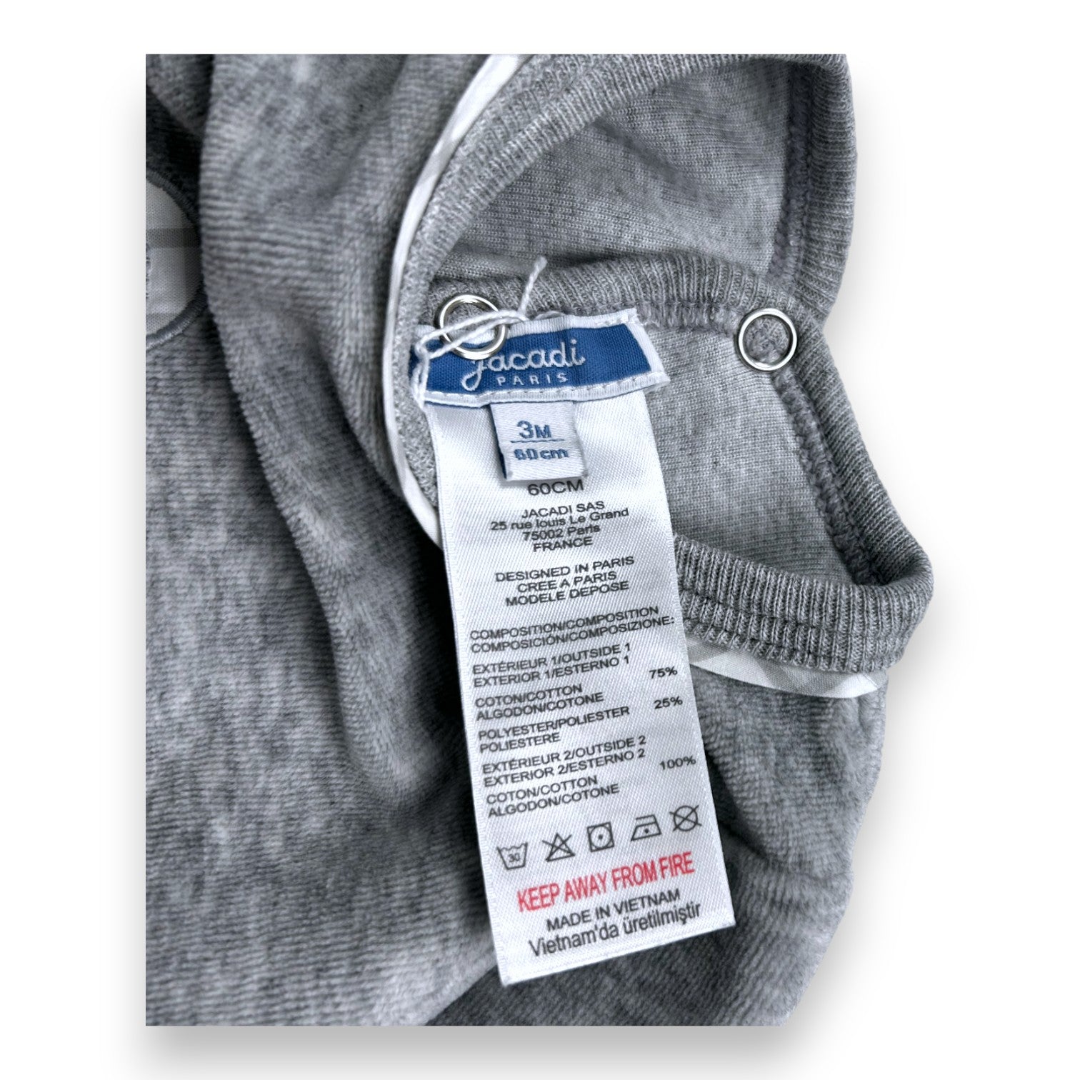 JACADI - Grauer Pyjama - 3 Monate