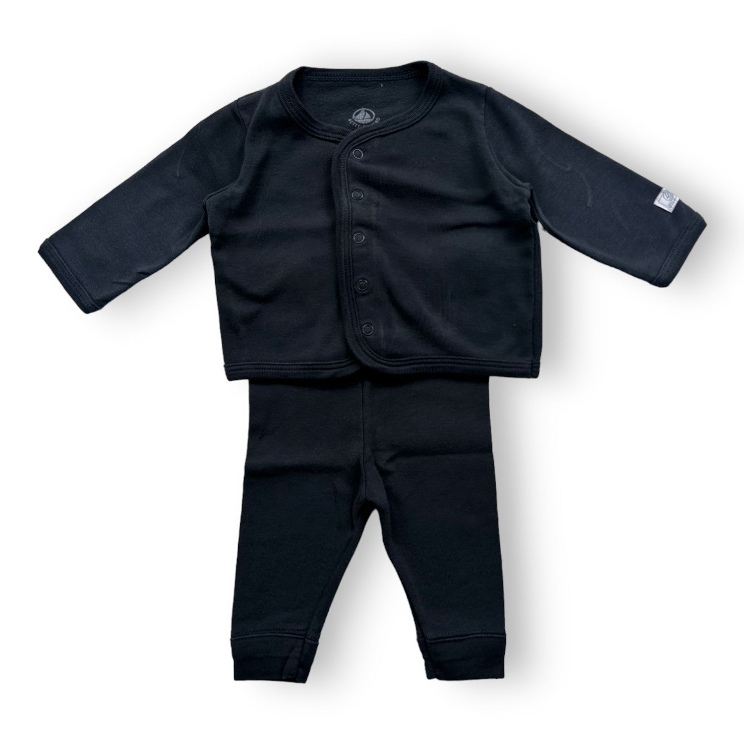 PETIT BATEAU - Ensemble 2 pièces uni noir - 1mois