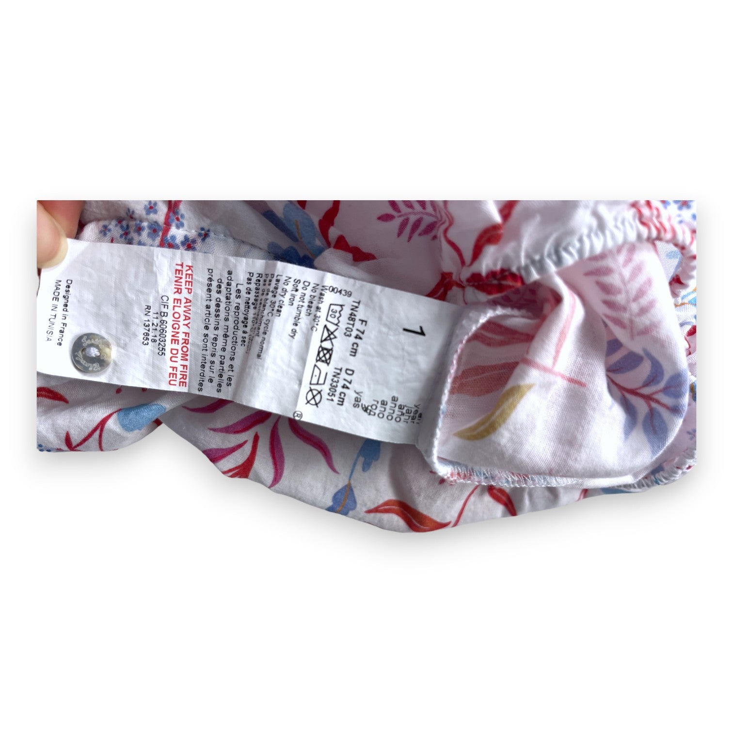 TARTINE & CHOCOLAT - Weißer Strampler mit bunten Mustern - 12 Monate