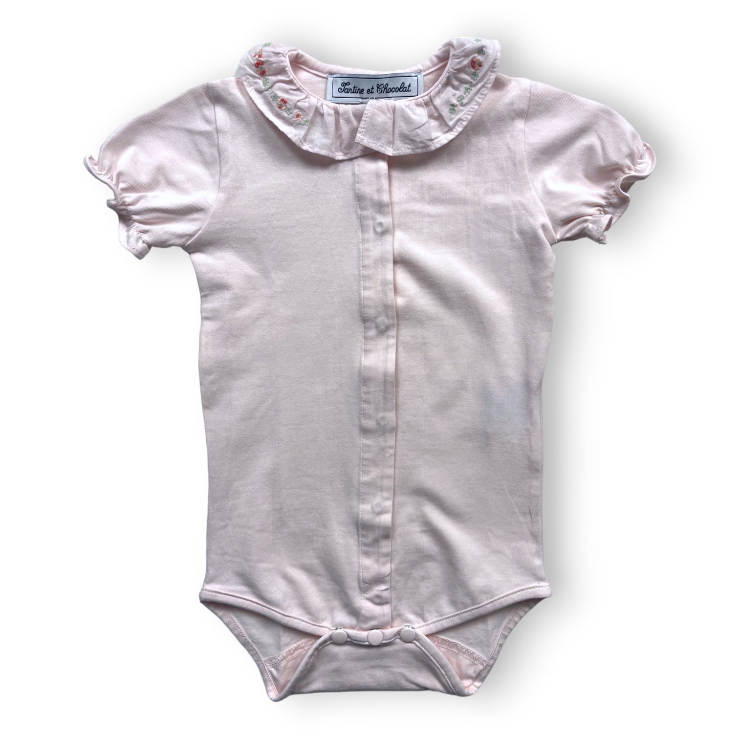 TARTINE & CHOCOLAT - Rosa Body mit besticktem Kragen - 12 Monate