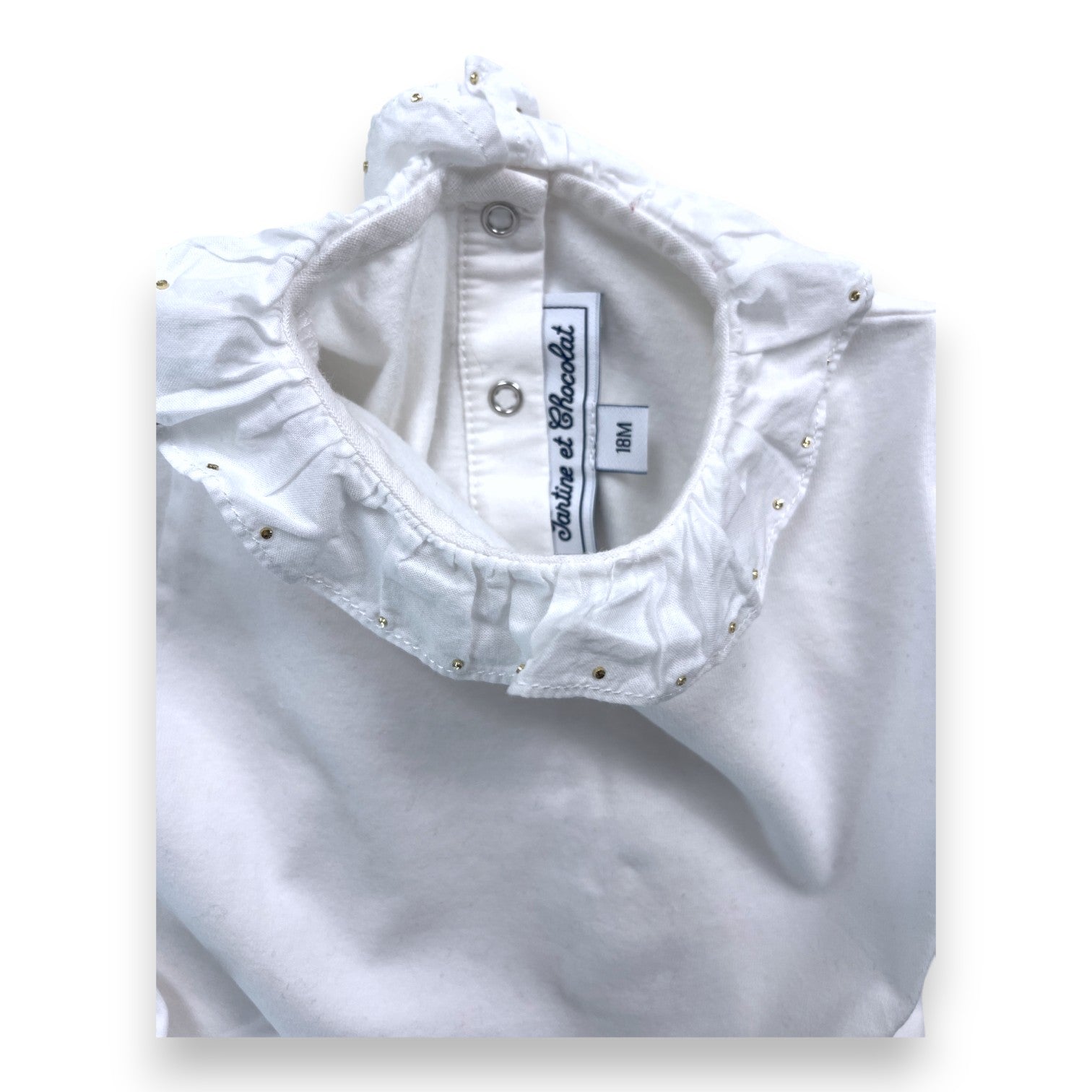 TARTINE & CHOCOLAT - Weißer Body mit Strasskragen - 18 Monate