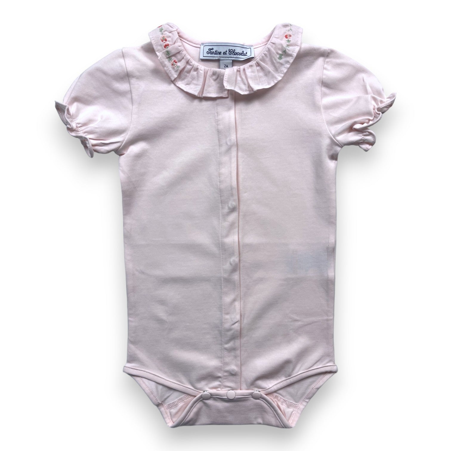 TARTINE & CHOCOLAT - Rosa Body mit besticktem Kragen - 2 Jahre