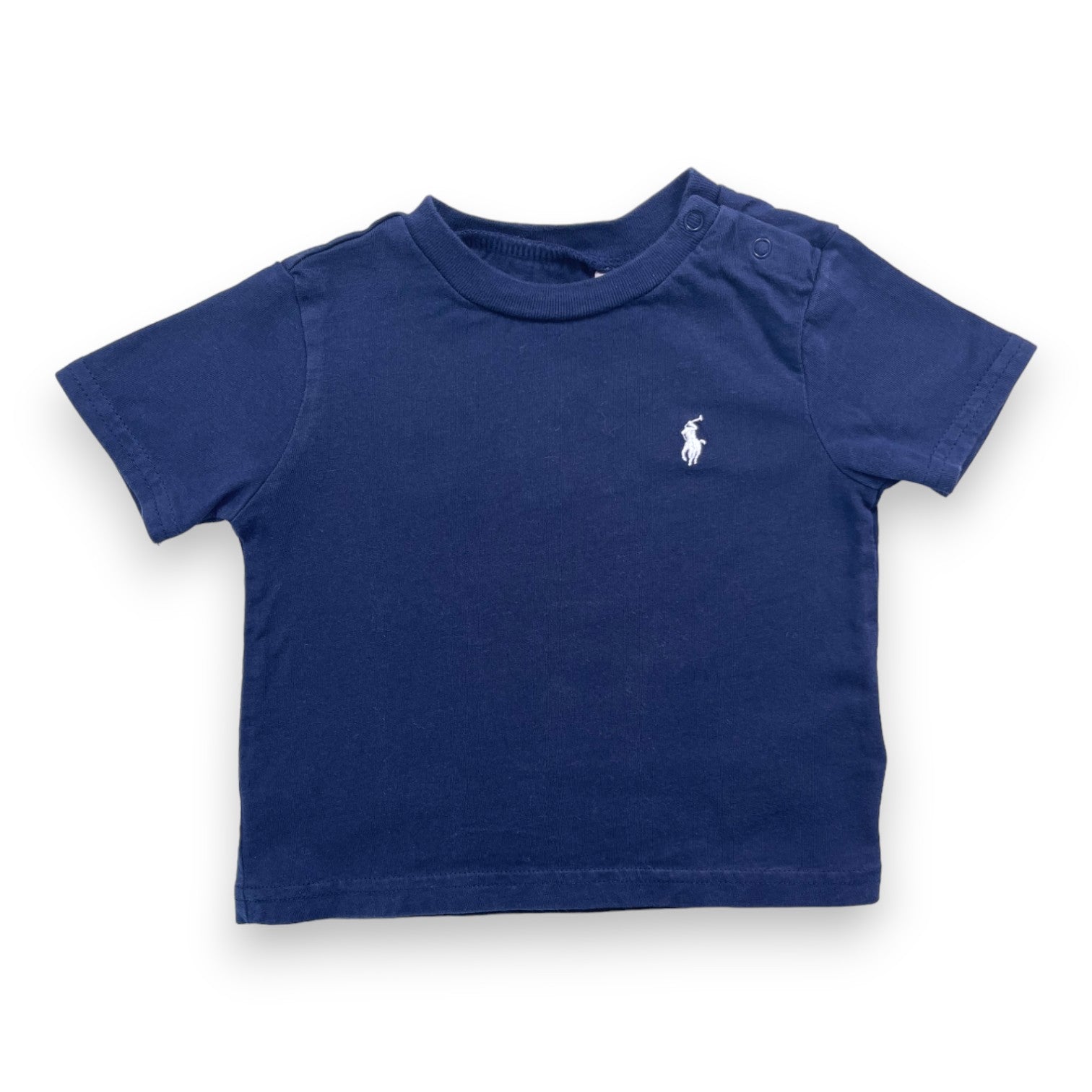 RALPH LAUREN - Marineblaues T-Shirt mit gesticktem Logo - 9 Monate
