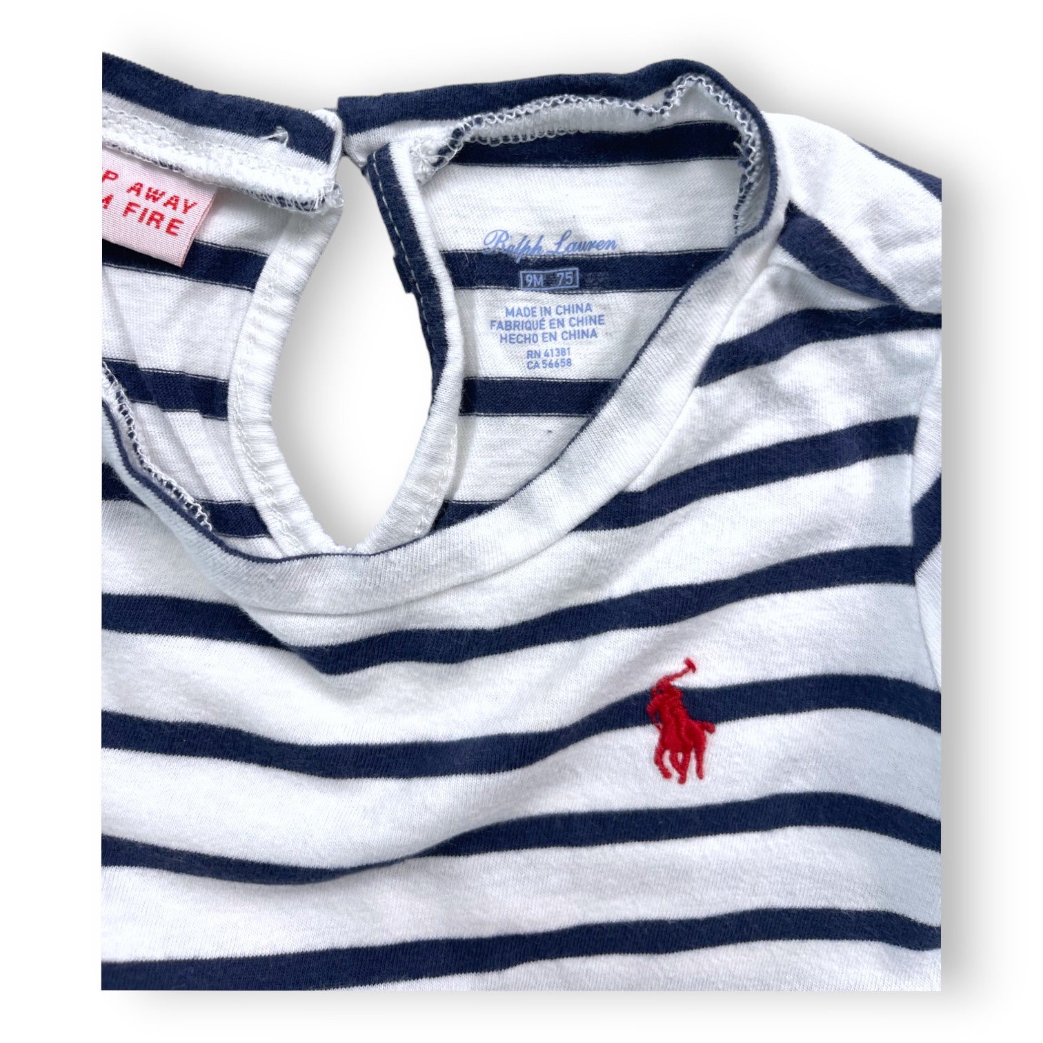 RALPH LAUREN - Marineblau gestreiftes Pumphosen-Kleid-Set - 9 Monate