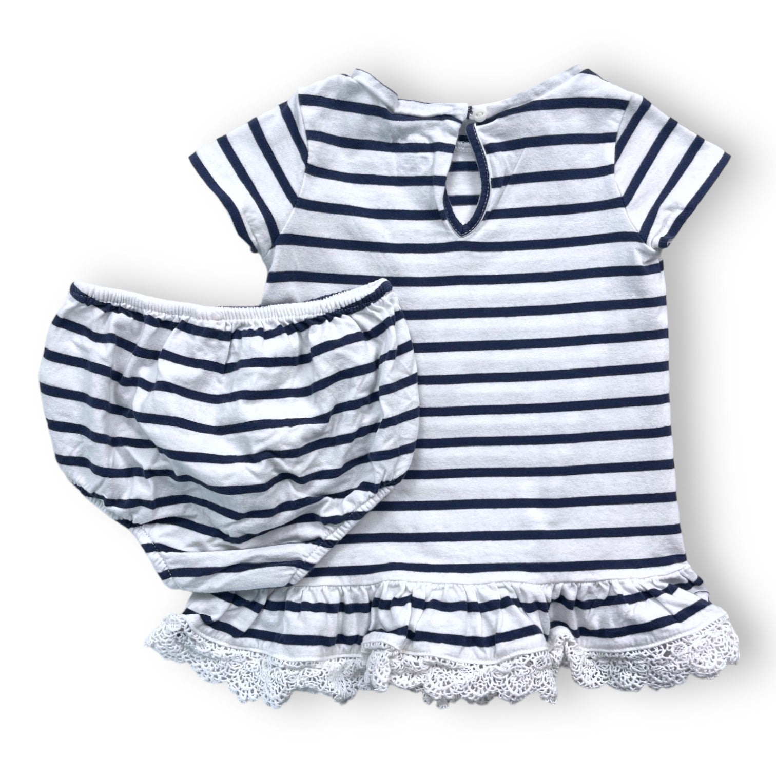 RALPH LAUREN - Navy striped bloomer dress set - 9 months