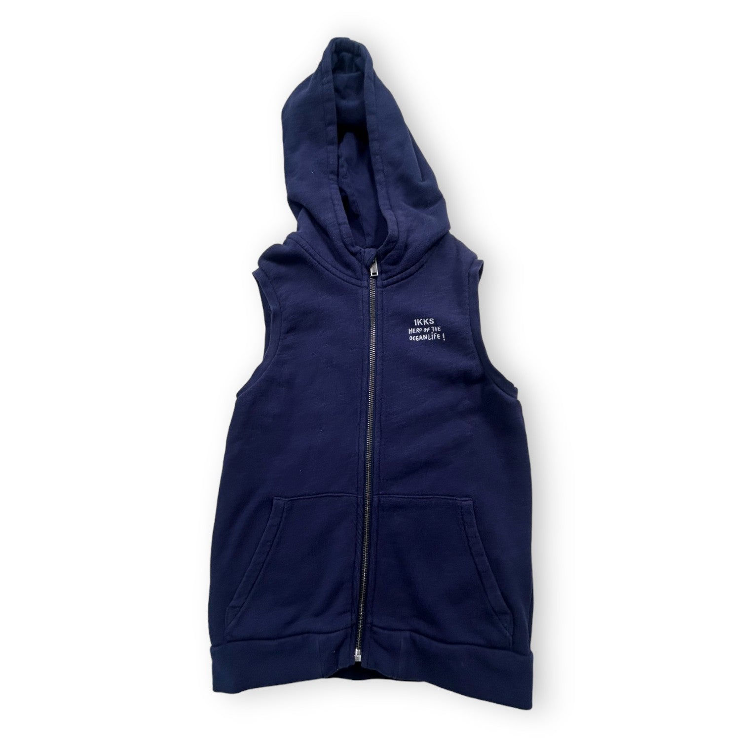 IKKS - Veste sans manches bleue à capuche - 8 ans