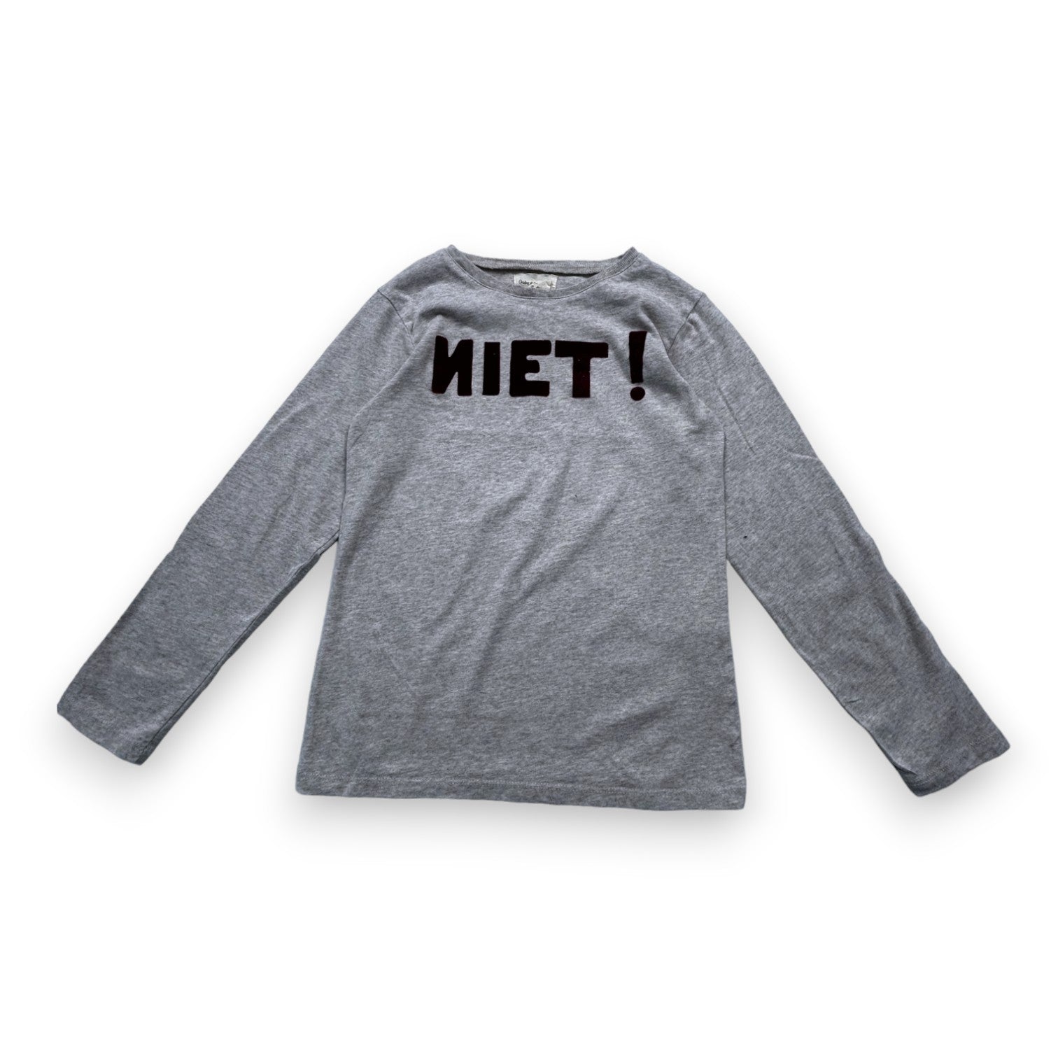 ARSÈNE ET LES PIPELETTES - T-shirt manches longues gris "NIET" en velours - 8 ans