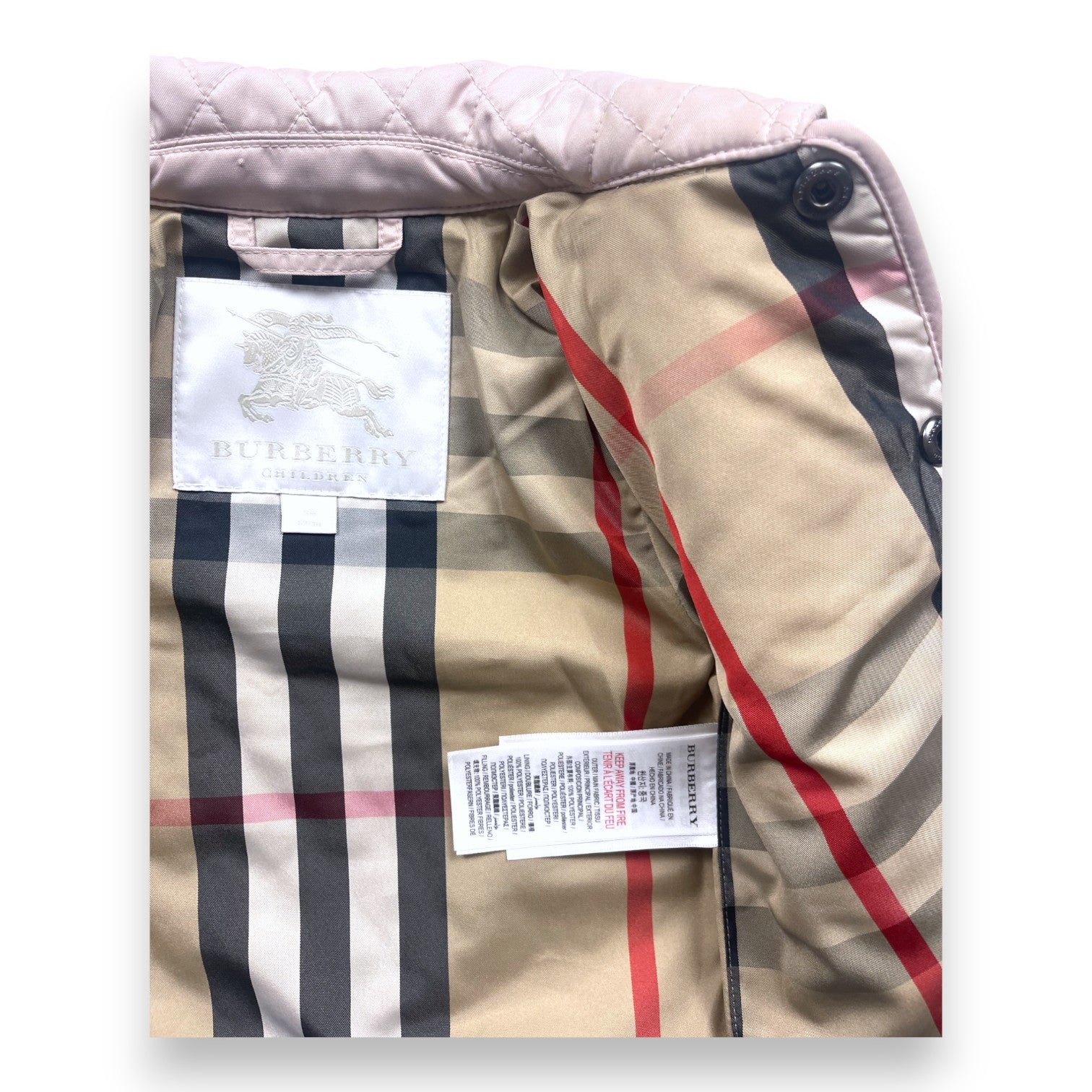 BURBERRY - Pink quilted jacket - 3 months