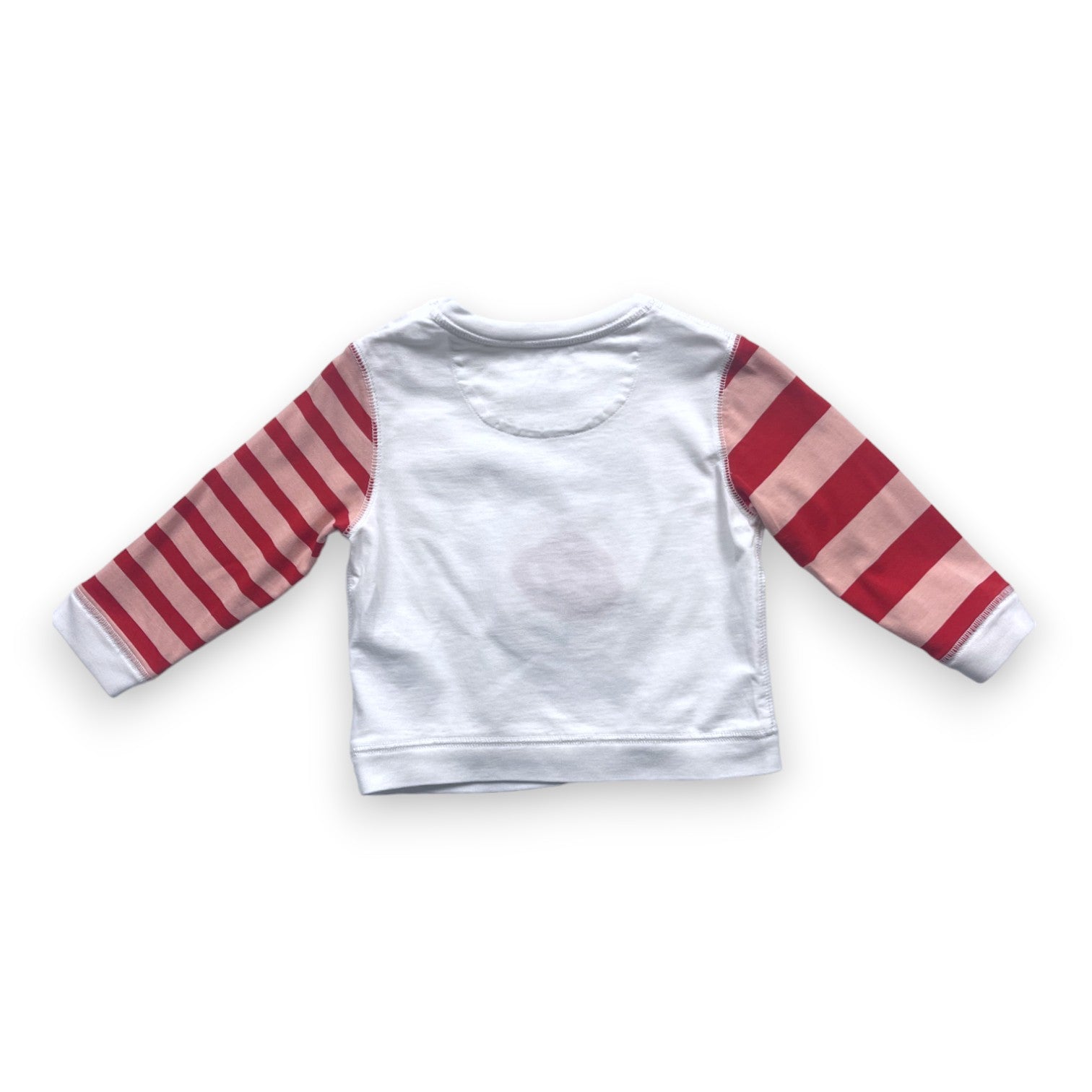 BURBERRY - T shirt blanc et rayé à motifs colorés en relief - 18 mois