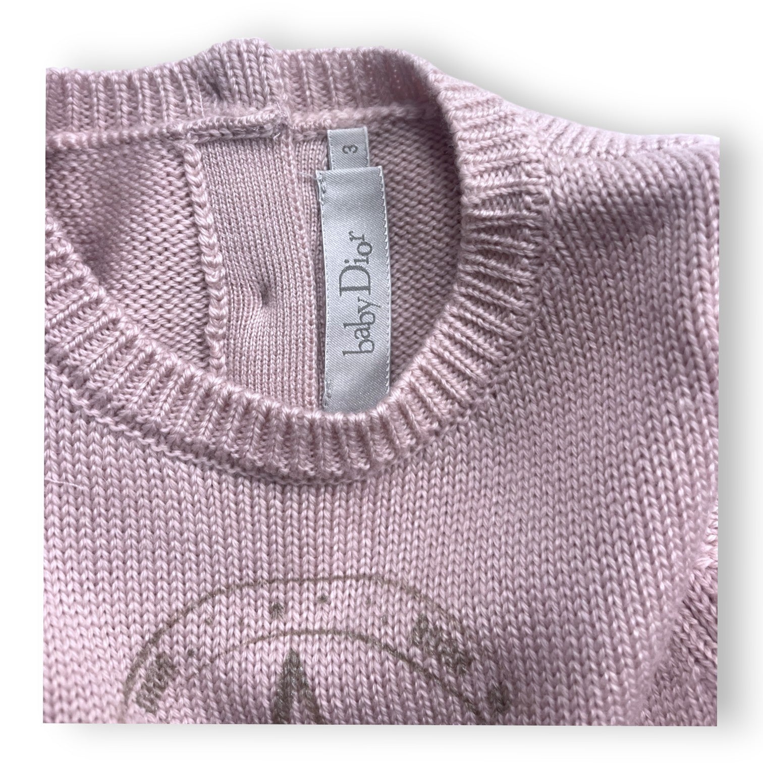 BABY DIOR – Rosafarbenes Set aus Wollkleid und Strickjacke – 3 Monate