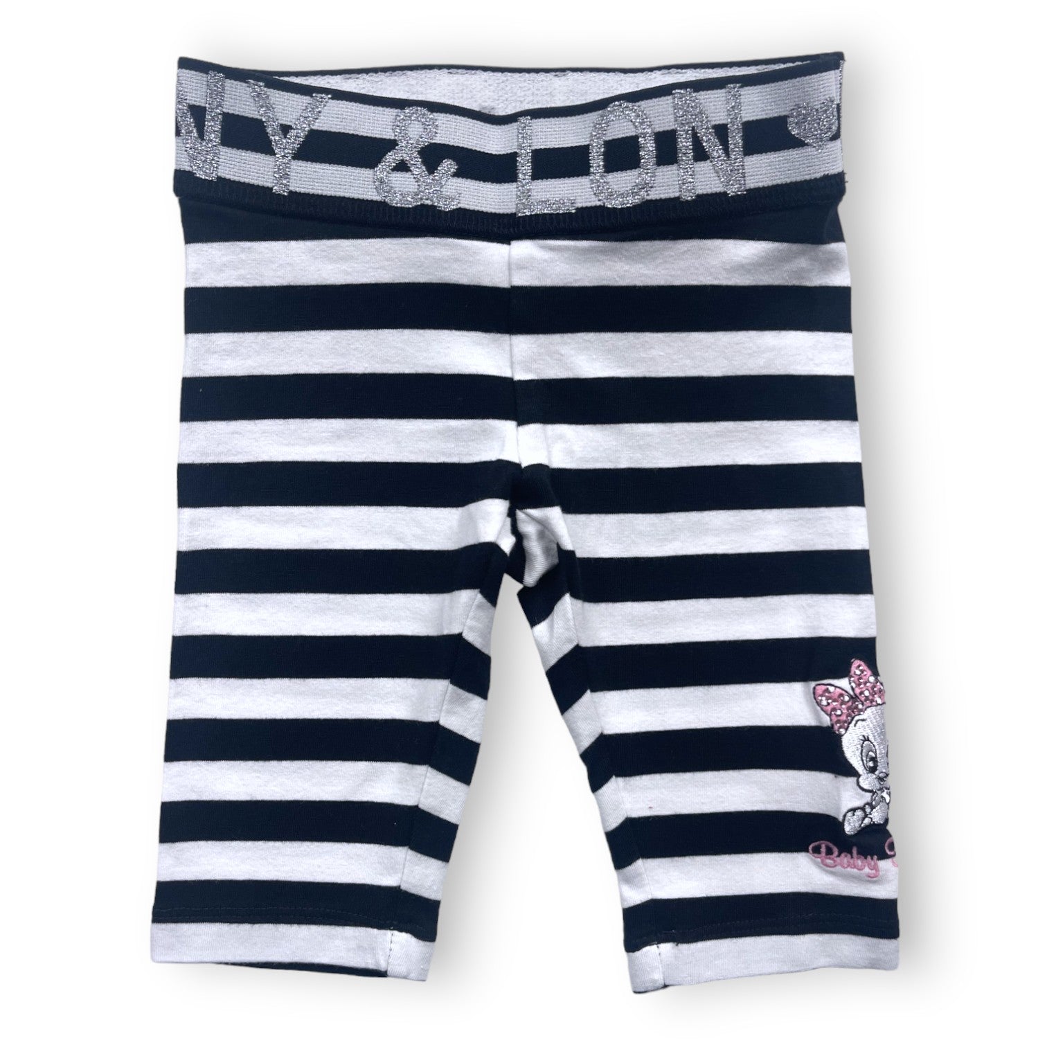 MONNALISA - Black and white striped leggings - 6 months