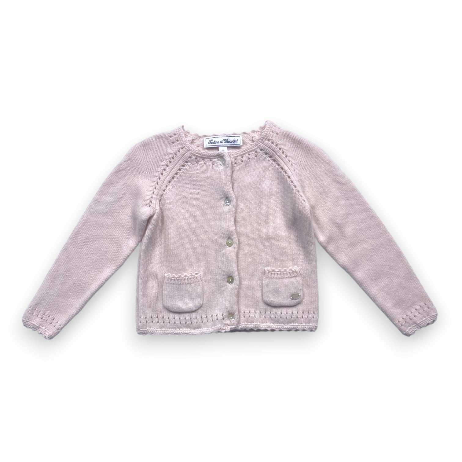 TARTINE & CHOCOLAT - Hellrosa Kaschmir-Cardigan - 2 Jahre