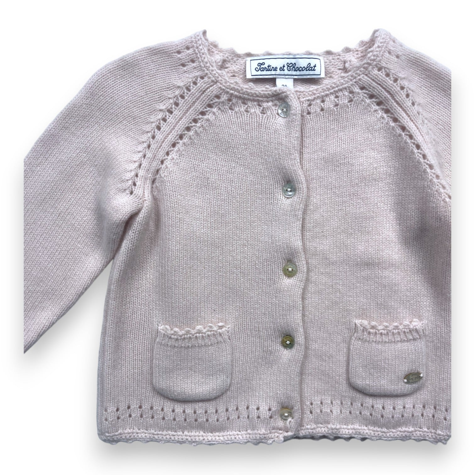 TARTINE & CHOCOLAT - Hellrosa Kaschmir-Cardigan - 2 Jahre