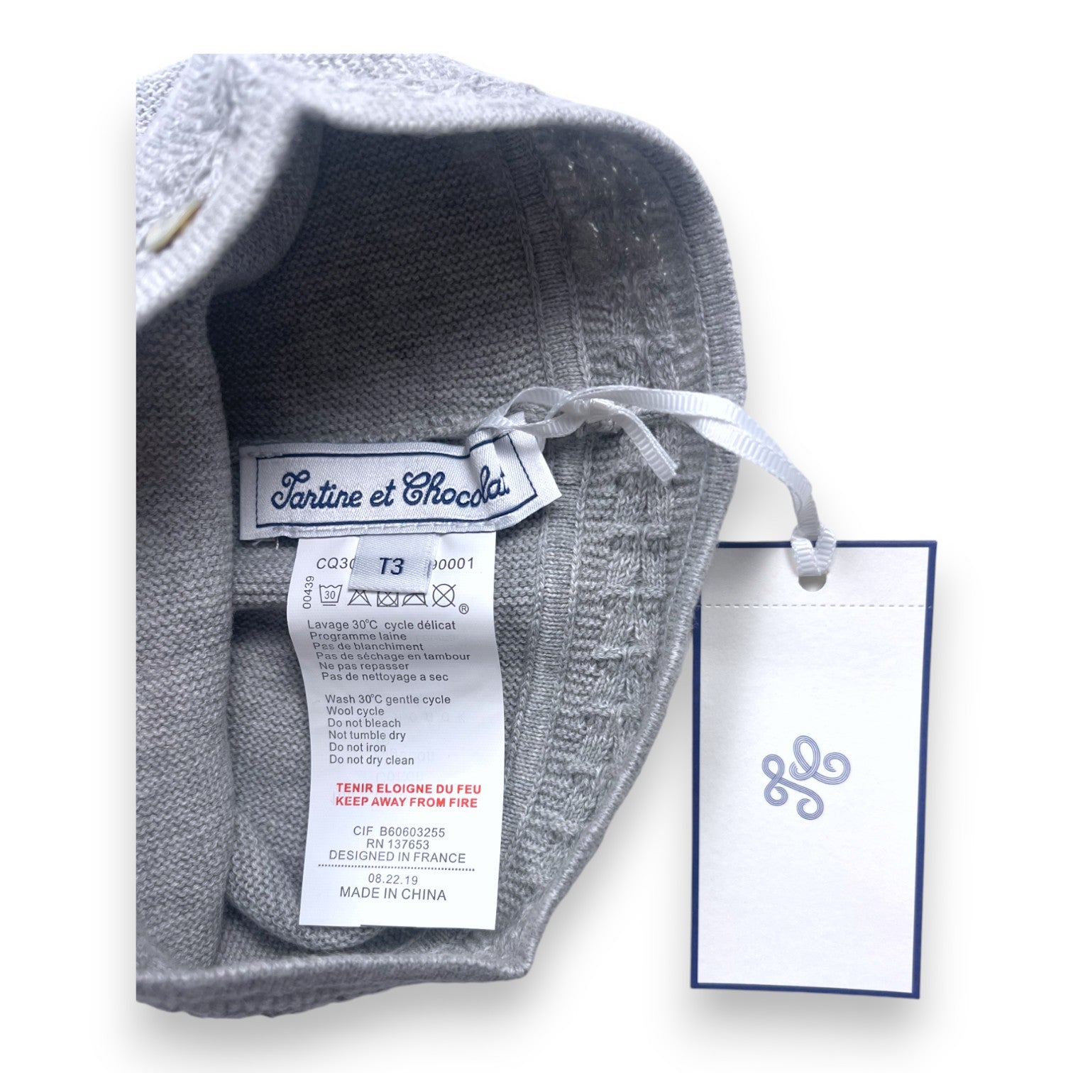 TARTINE & CHOCOLAT - Graue Mütze (neu) - 2/3 Jahre