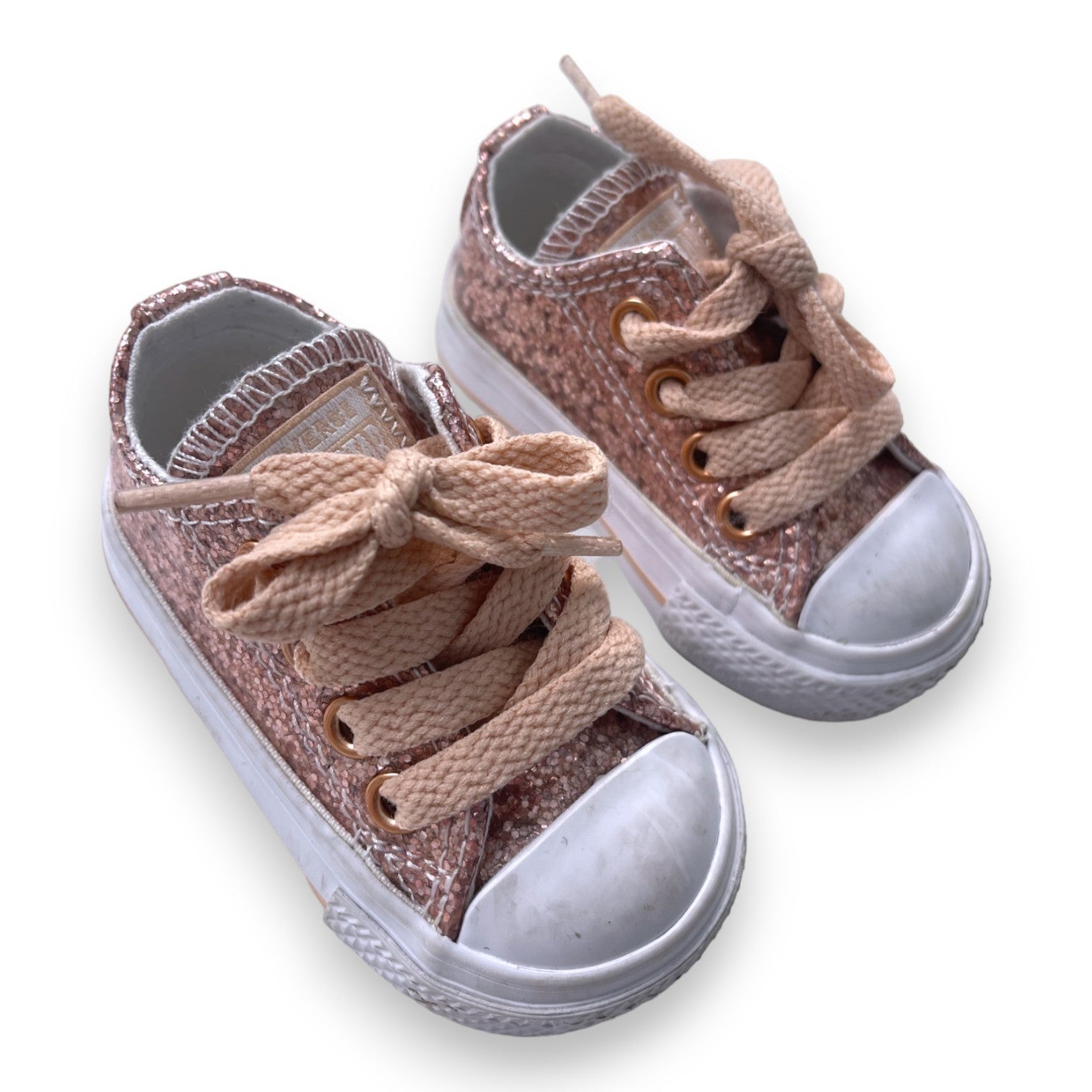CONVERSE - Baskets à lacets roses golds pailletées - 18