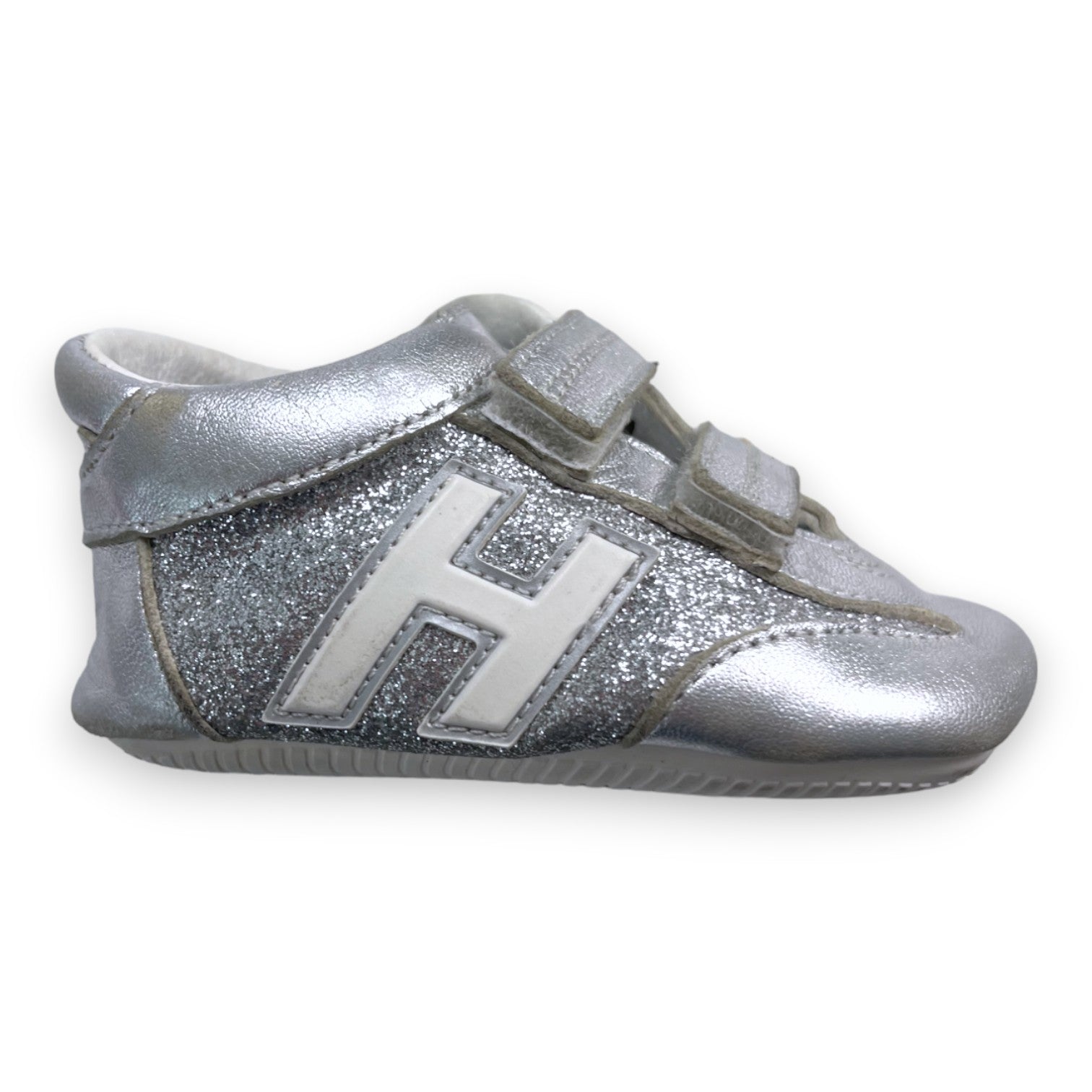 HOGAN - Chaussons argentés à scratch - 19