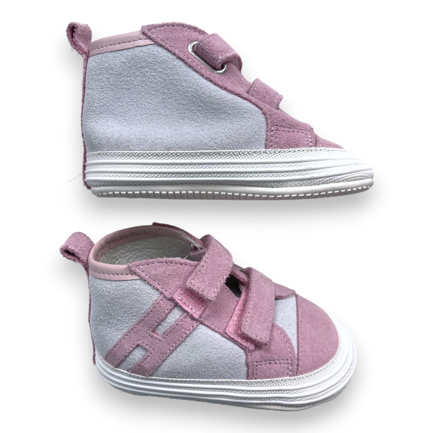 HOGAN - Pink and gray high-top slippers with Velcro - 20