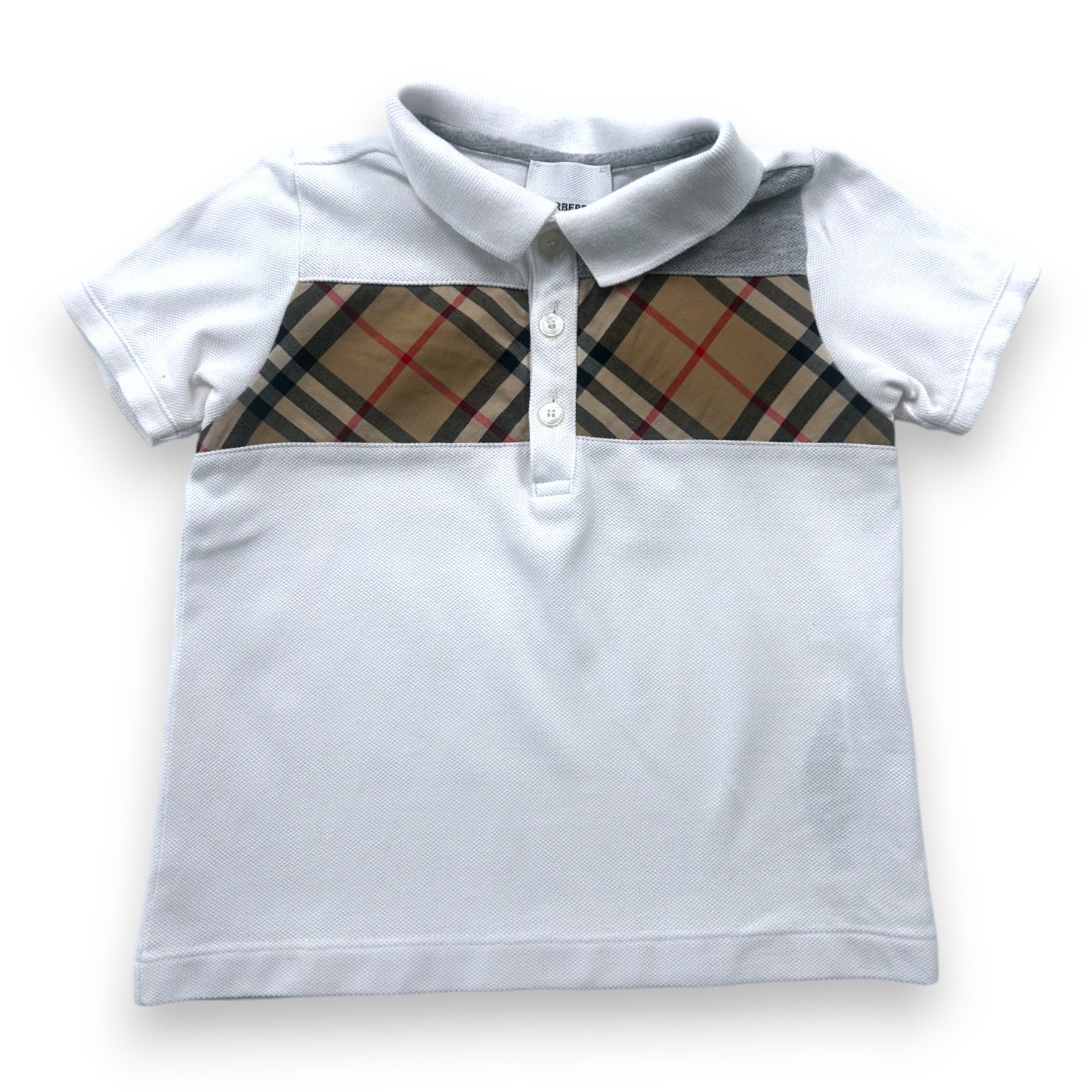 BURBERRY - Weißes kariertes Poloshirt - 2 Jahre