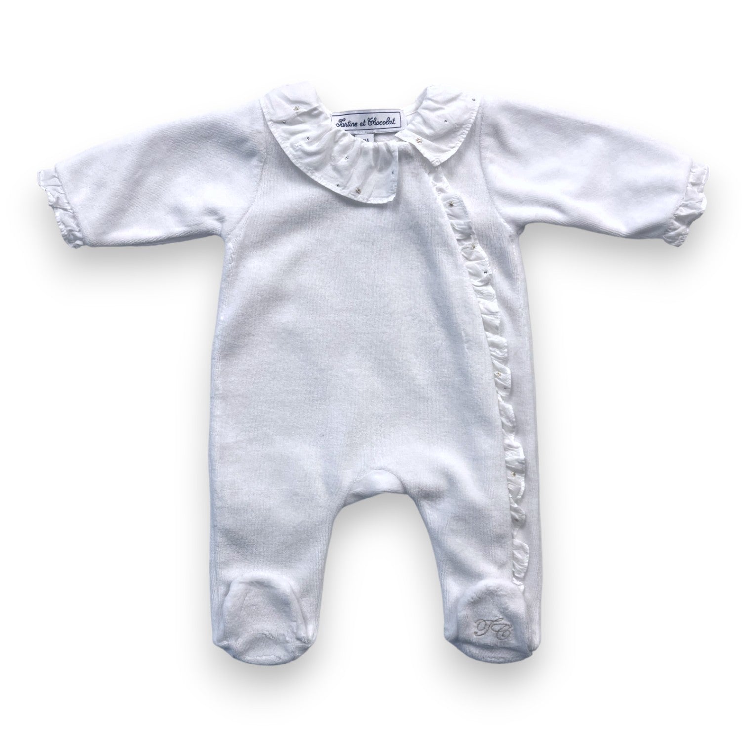 TARTINE & CHOCOLAT - Pyjama velours blanc - 1 mois