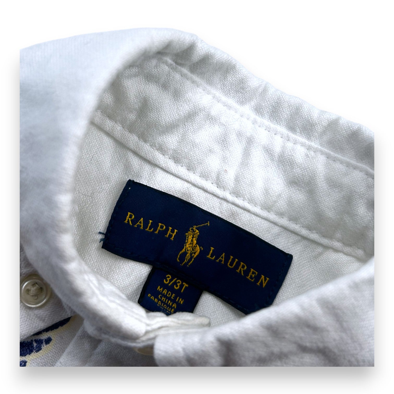 RALPH LAUREN - Weißes bedrucktes Hemd - 3 Jahre