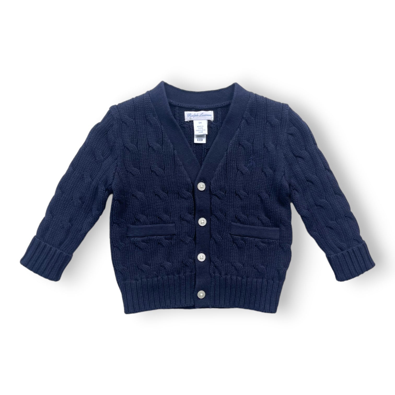 RALPH LAUREN - Cardigan bleu marine - 9 mois