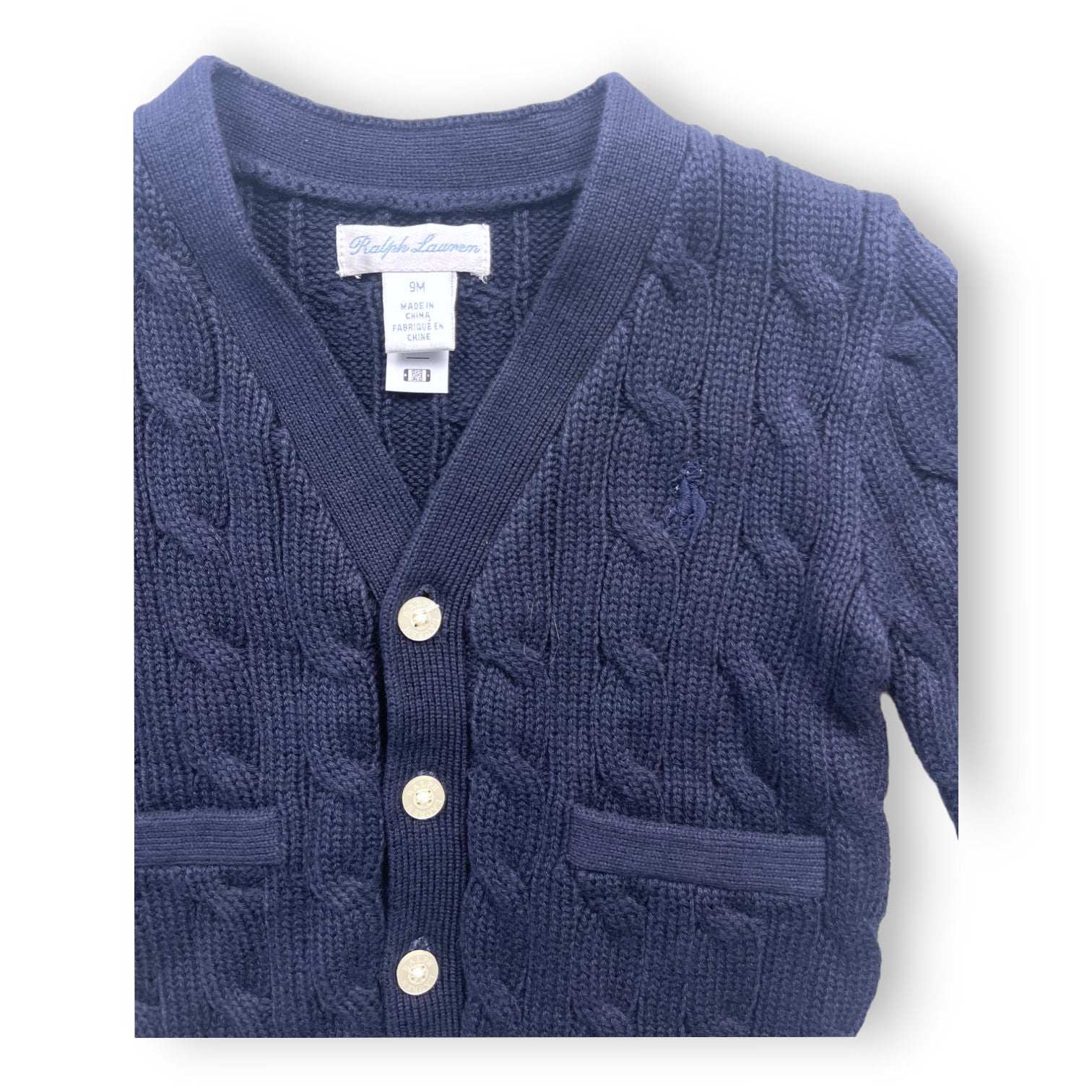 RALPH LAUREN - Cardigan bleu marine - 9 mois