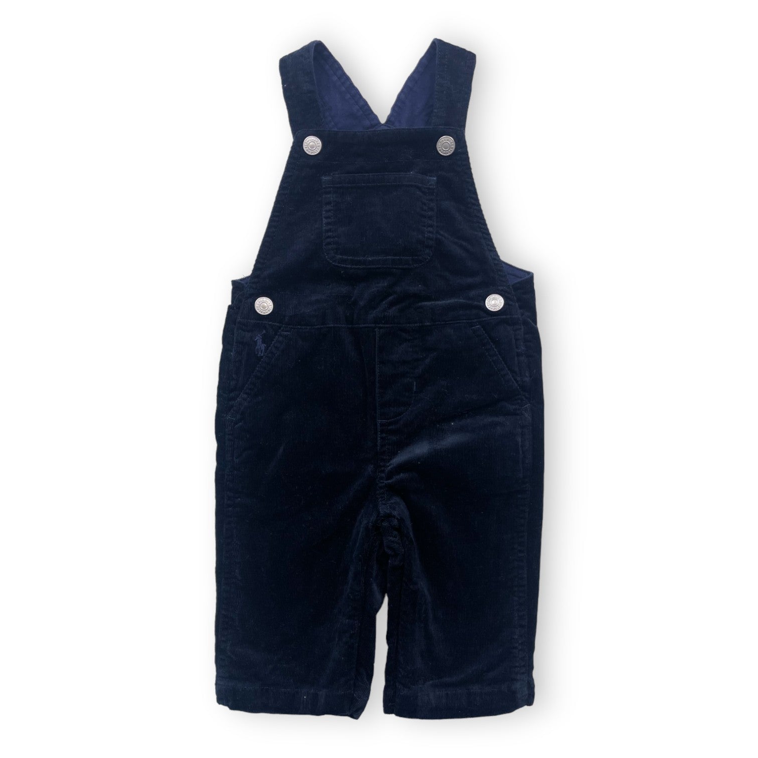 RALPH LAUREN - Salopette bleu marine en velours côtelé - 6 mois