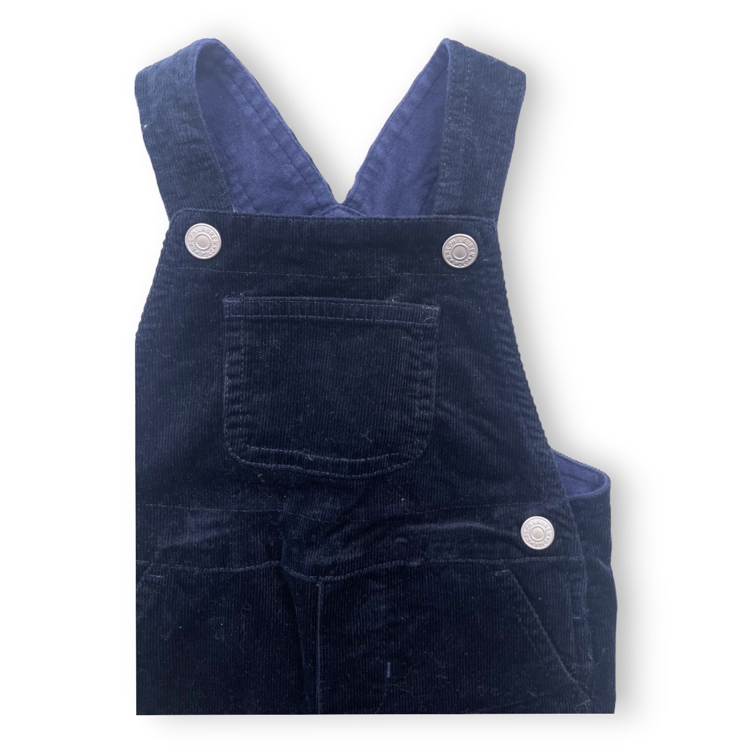 RALPH LAUREN - Salopette bleu marine en velours côtelé - 6 mois