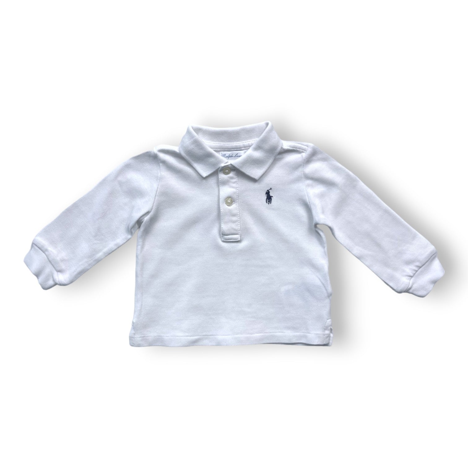 RALPH LAUREN - Polo blanc manches longues - 6 mois