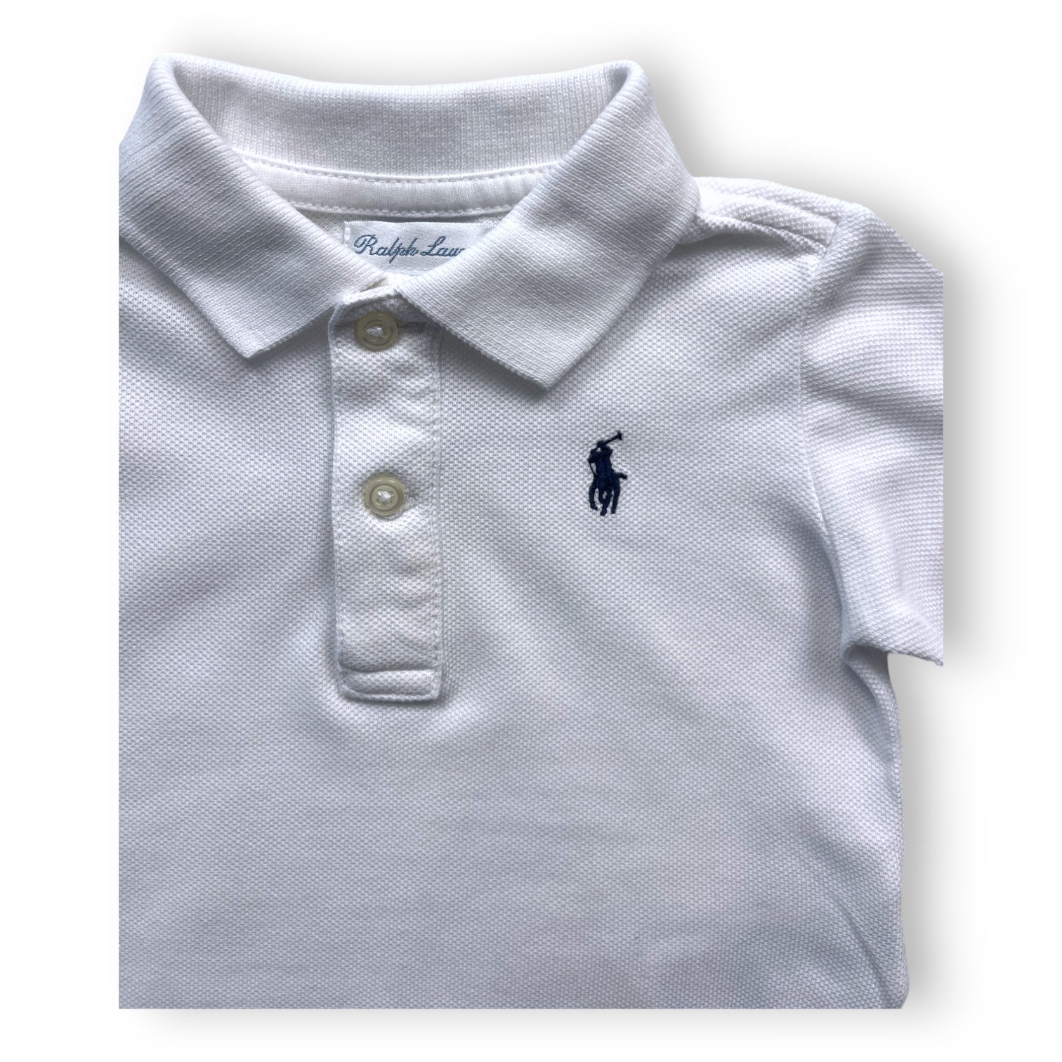 RALPH LAUREN - Polo blanc manches longues - 6 mois