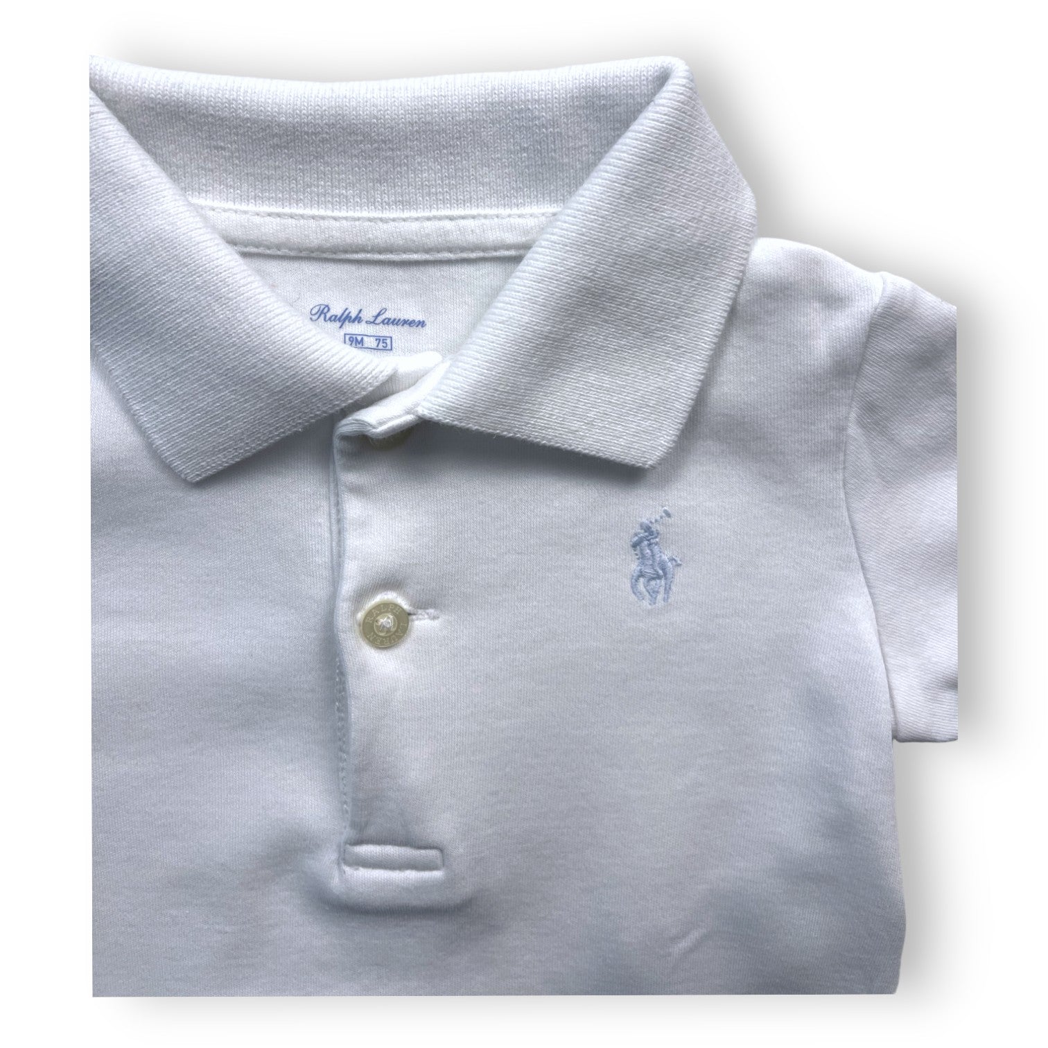 RALPH LAUREN - Body/polo blanc - 9 mois