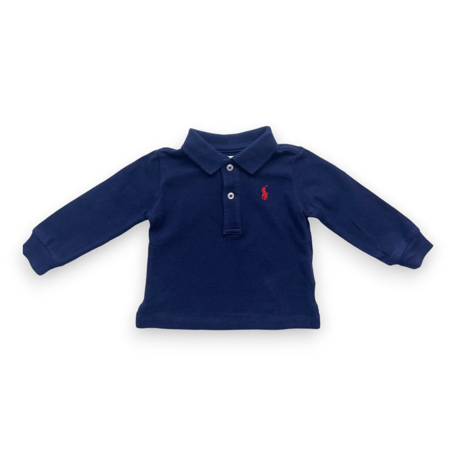 RALPH LAUREN - Polo manches longues bleu marine - 6 mois