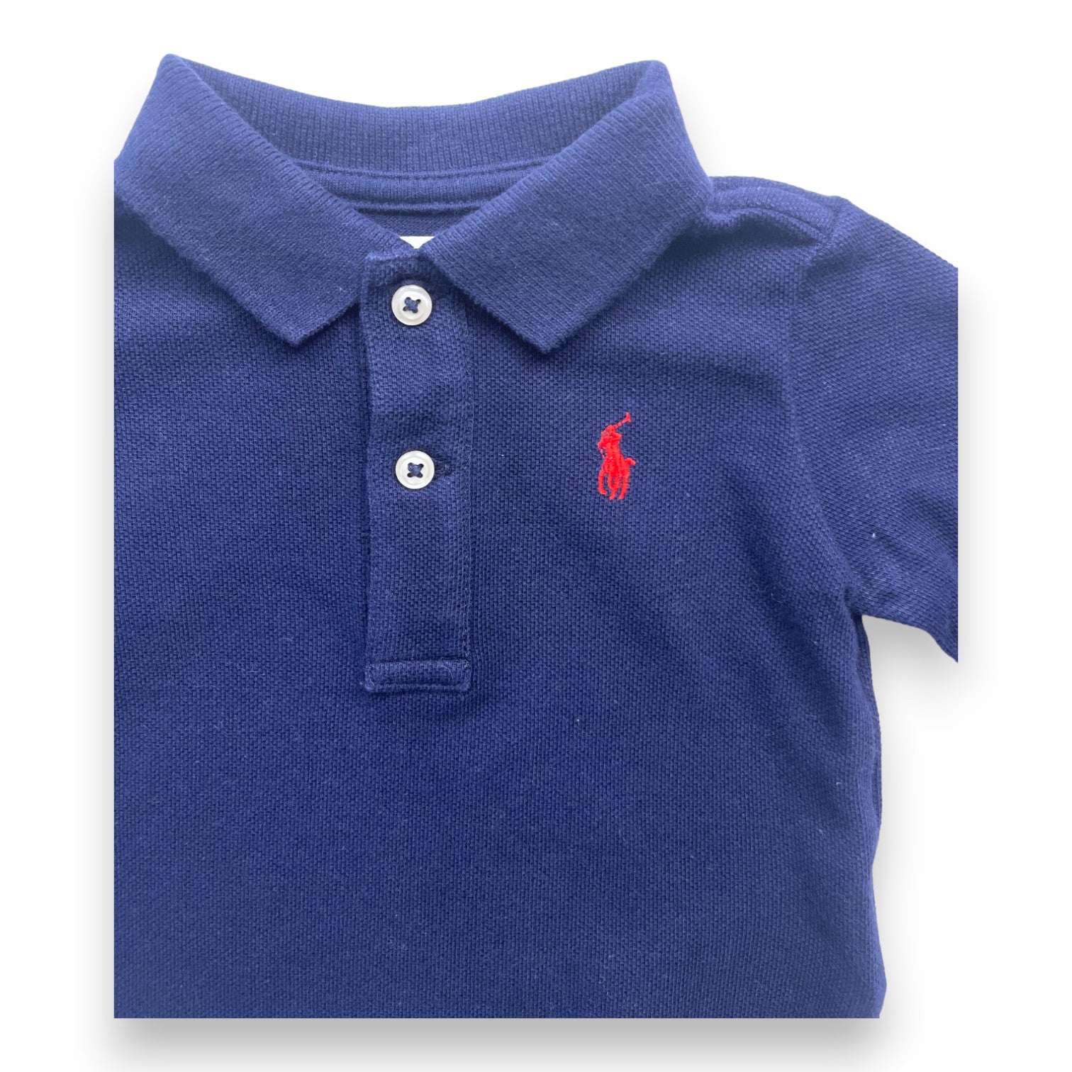 RALPH LAUREN - Polo manches longues bleu marine - 6 mois