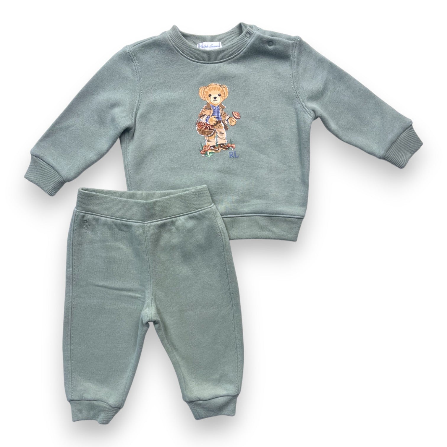 RALPH LAUREN - Ensemble vert motif teddy bear - 9 mois