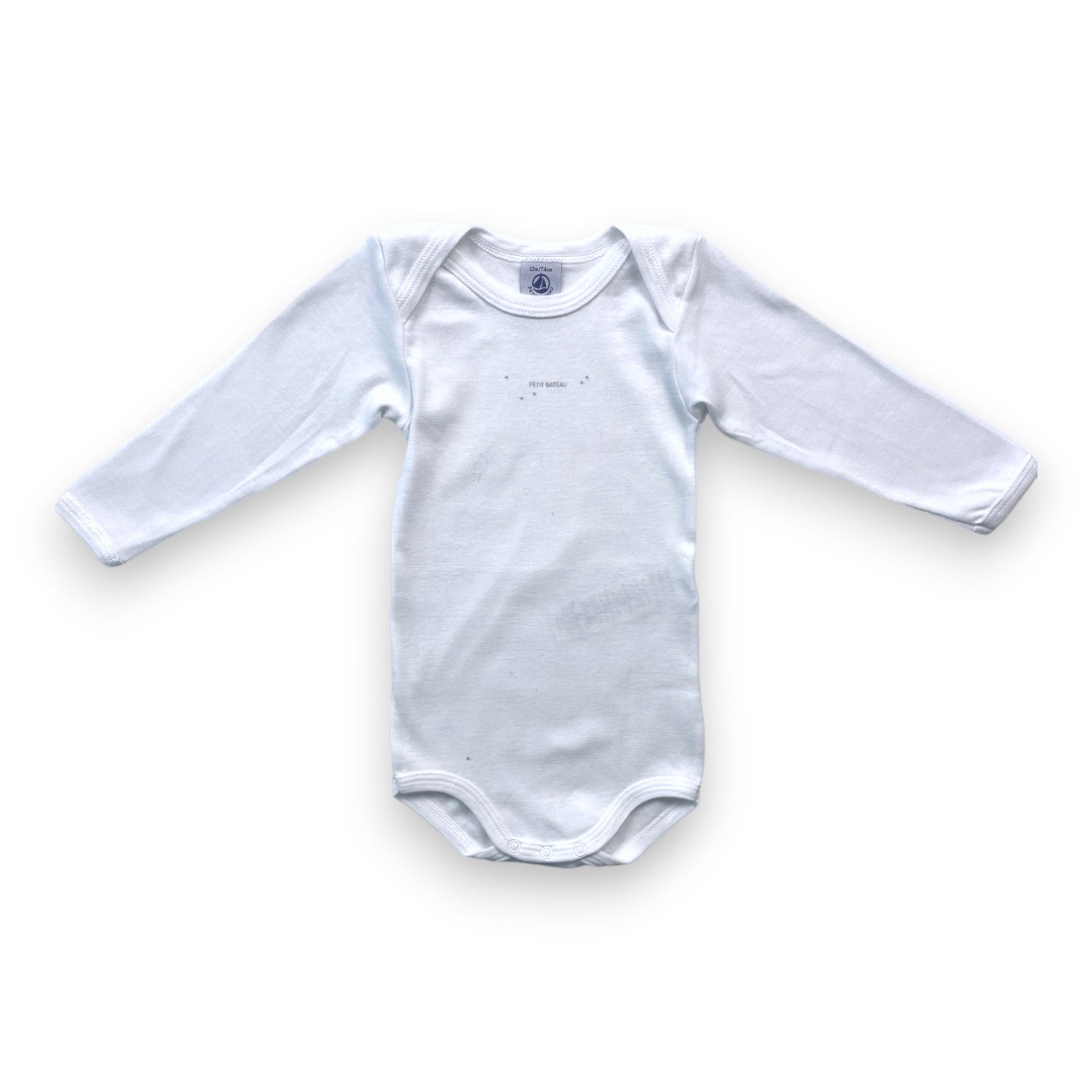 PETIT BATEAU - Body à manches longues blanc - 12 mois