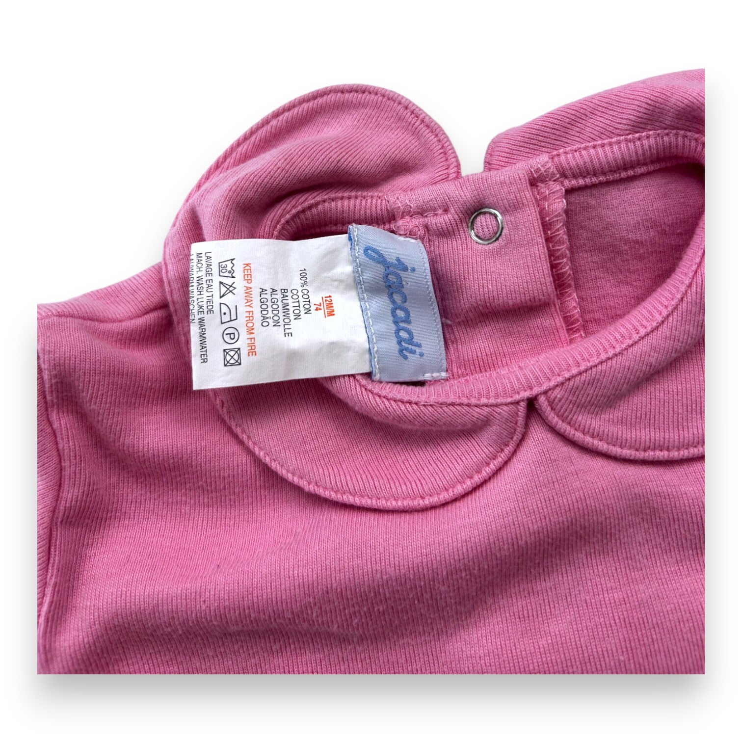 JACADI - Pink Peter Pan collar bodysuit - 12 months