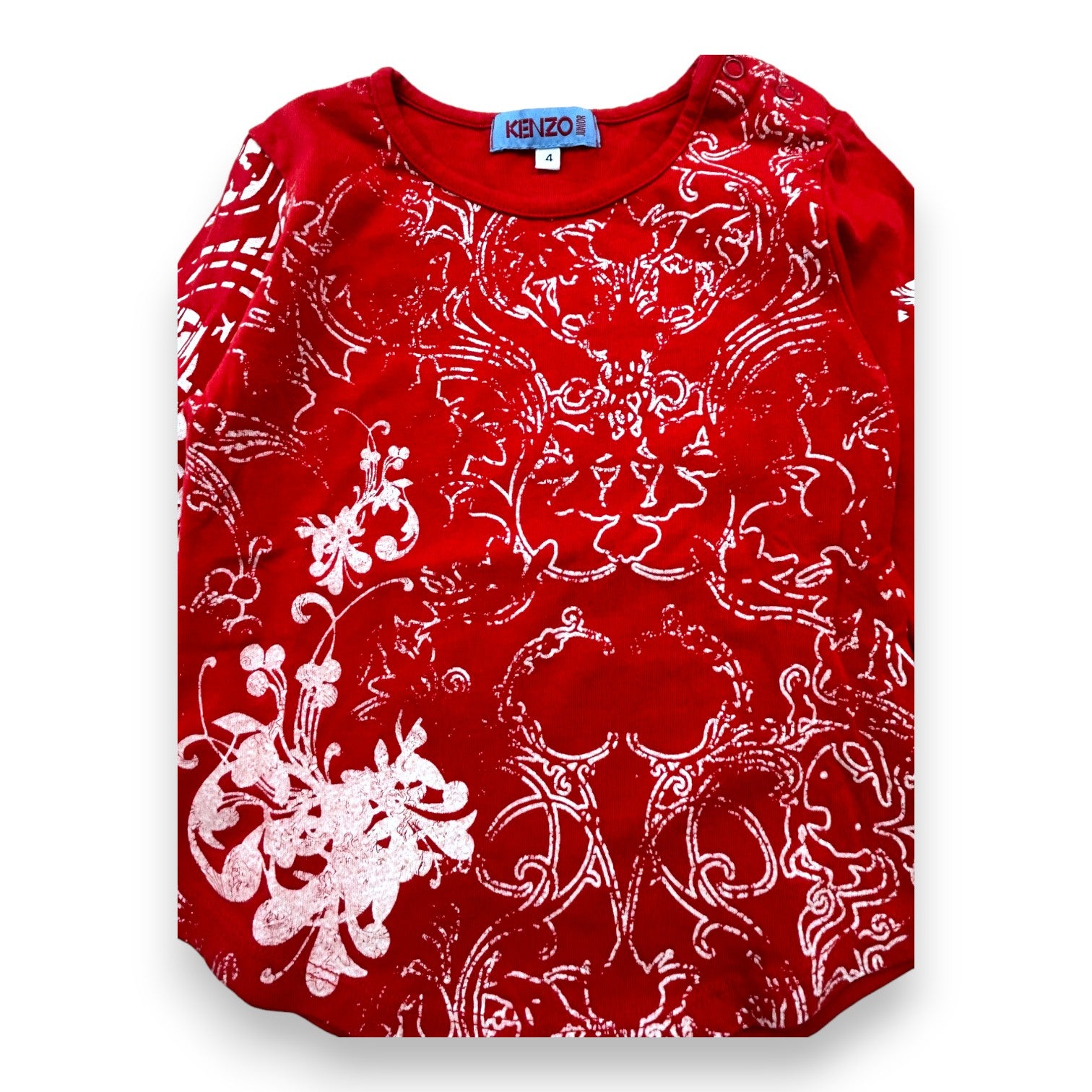 KENZO - Red long-sleeved flared T-shirt with graphic design - 4 years